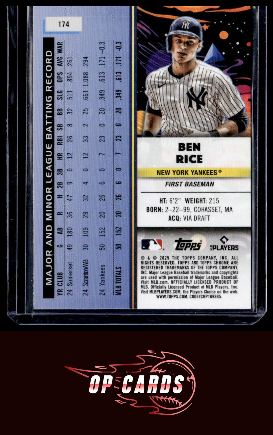 Ben Rice 2025 Topps Chrome Cosmic #174