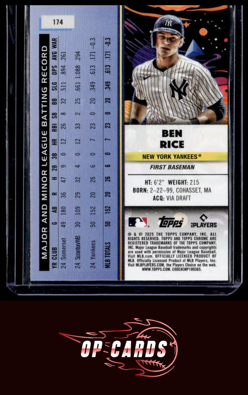 Ben Rice 2025 Topps Chrome Cosmic #174
