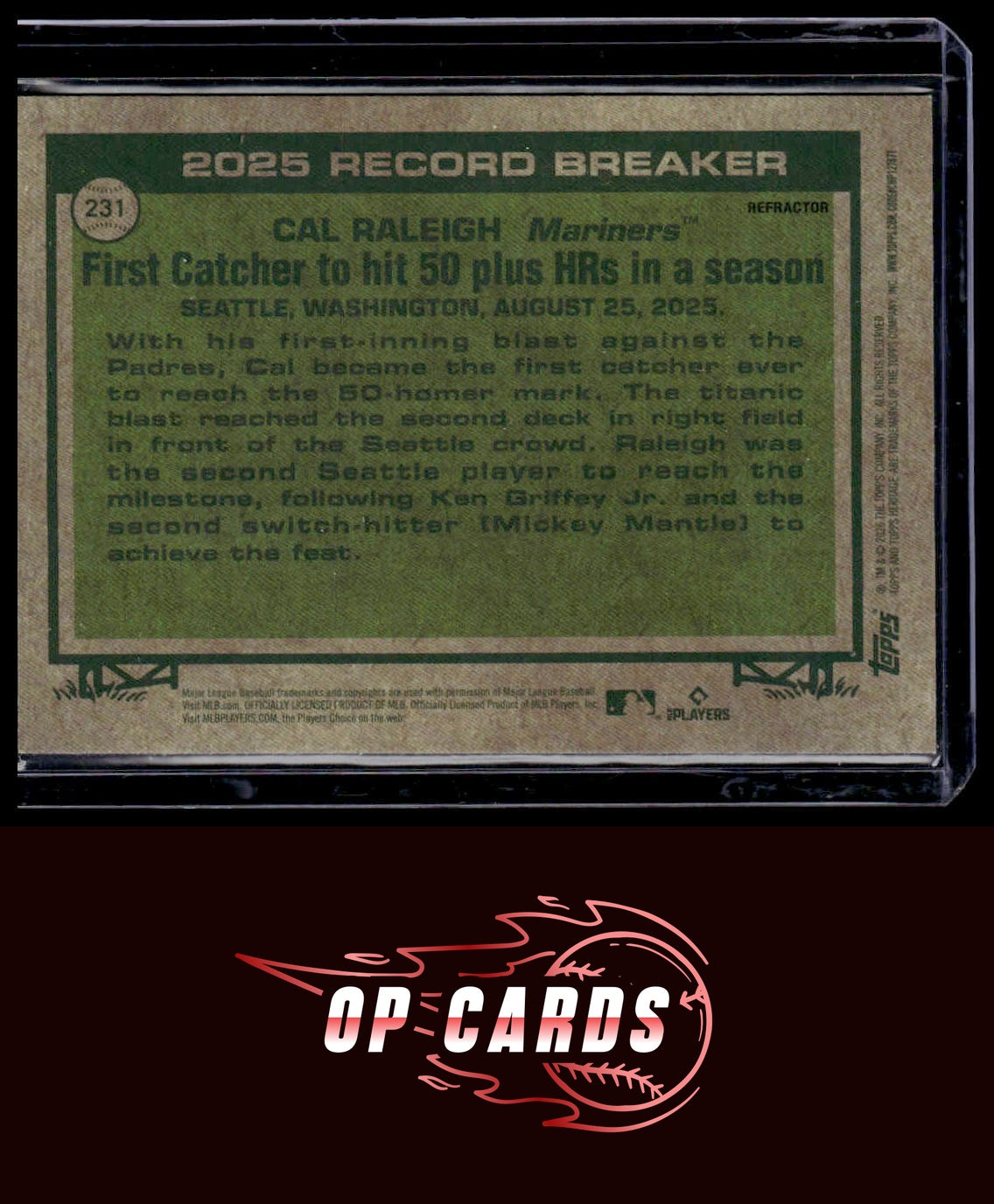 Cal Raleigh 2026 Topps Heritage #231 Chrome White Record Breaker