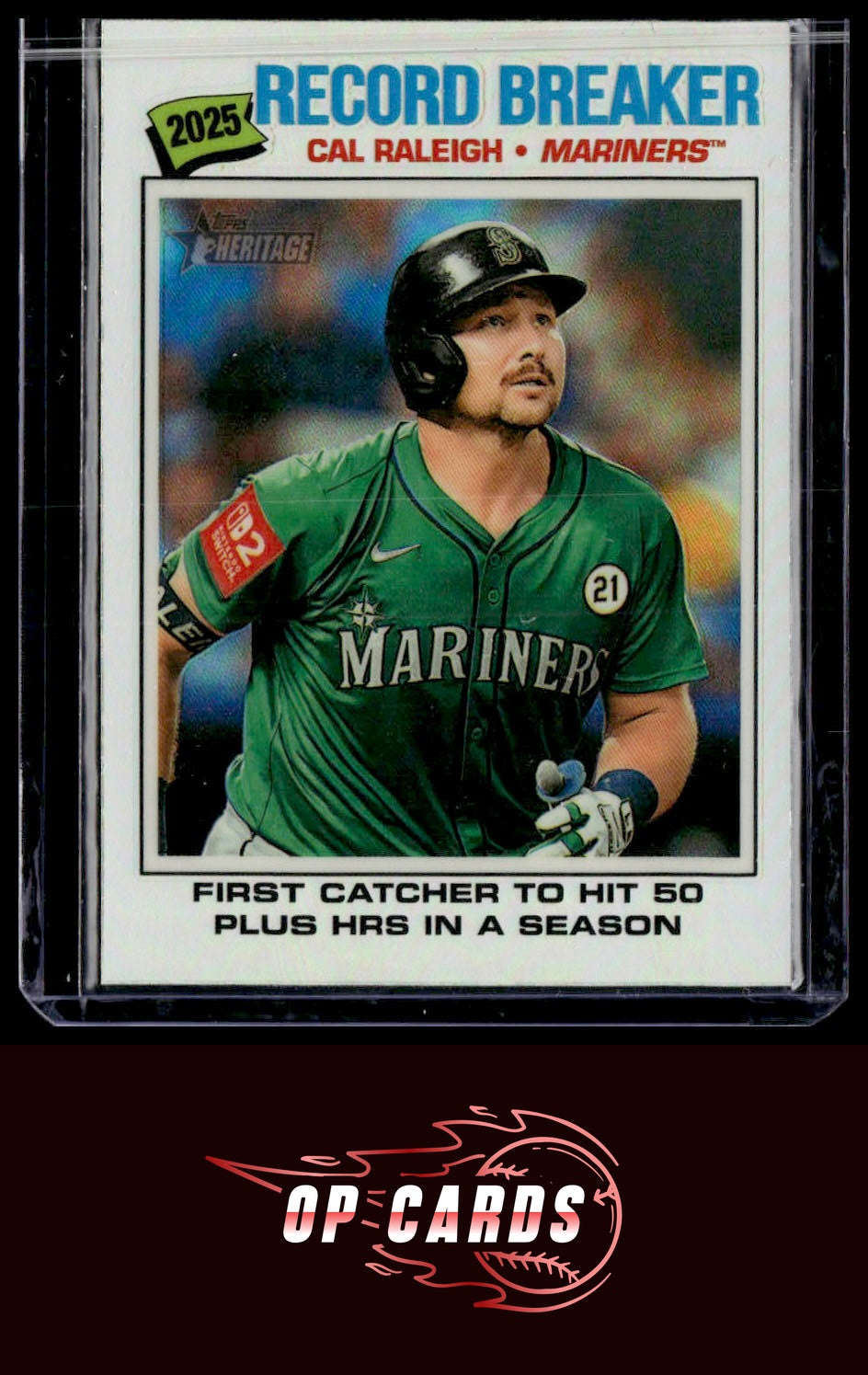 Cal Raleigh 2026 Topps Heritage #231 Chrome White Record Breaker