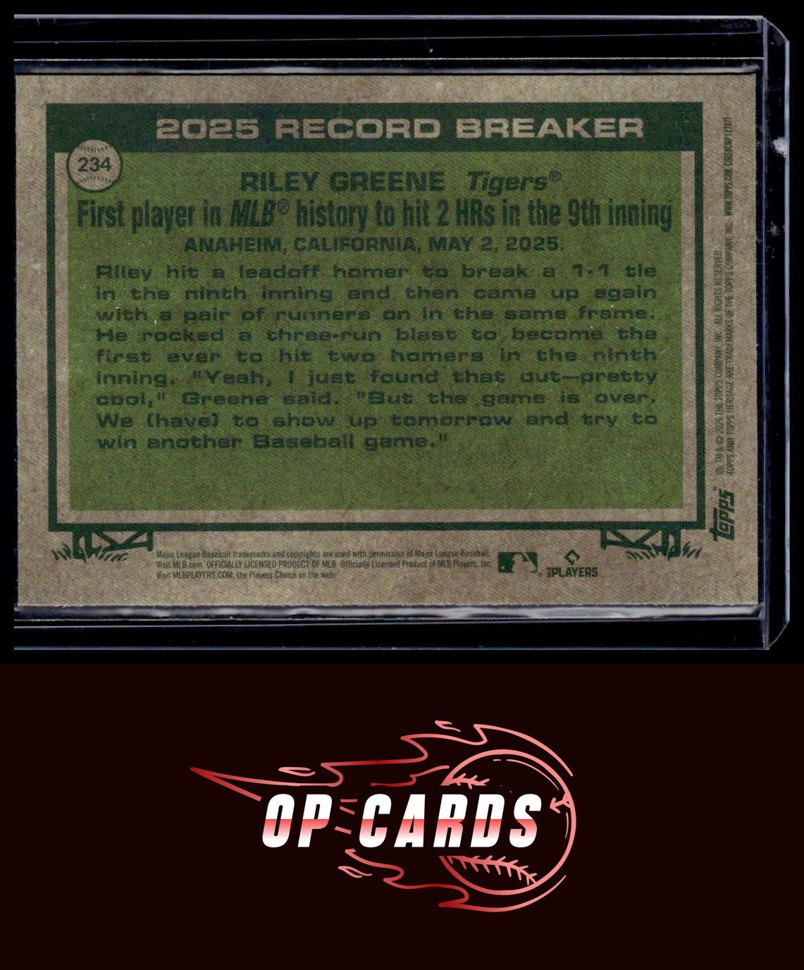 Riley Greene 2026 Topps Heritage #234 Chrome Record Breaker