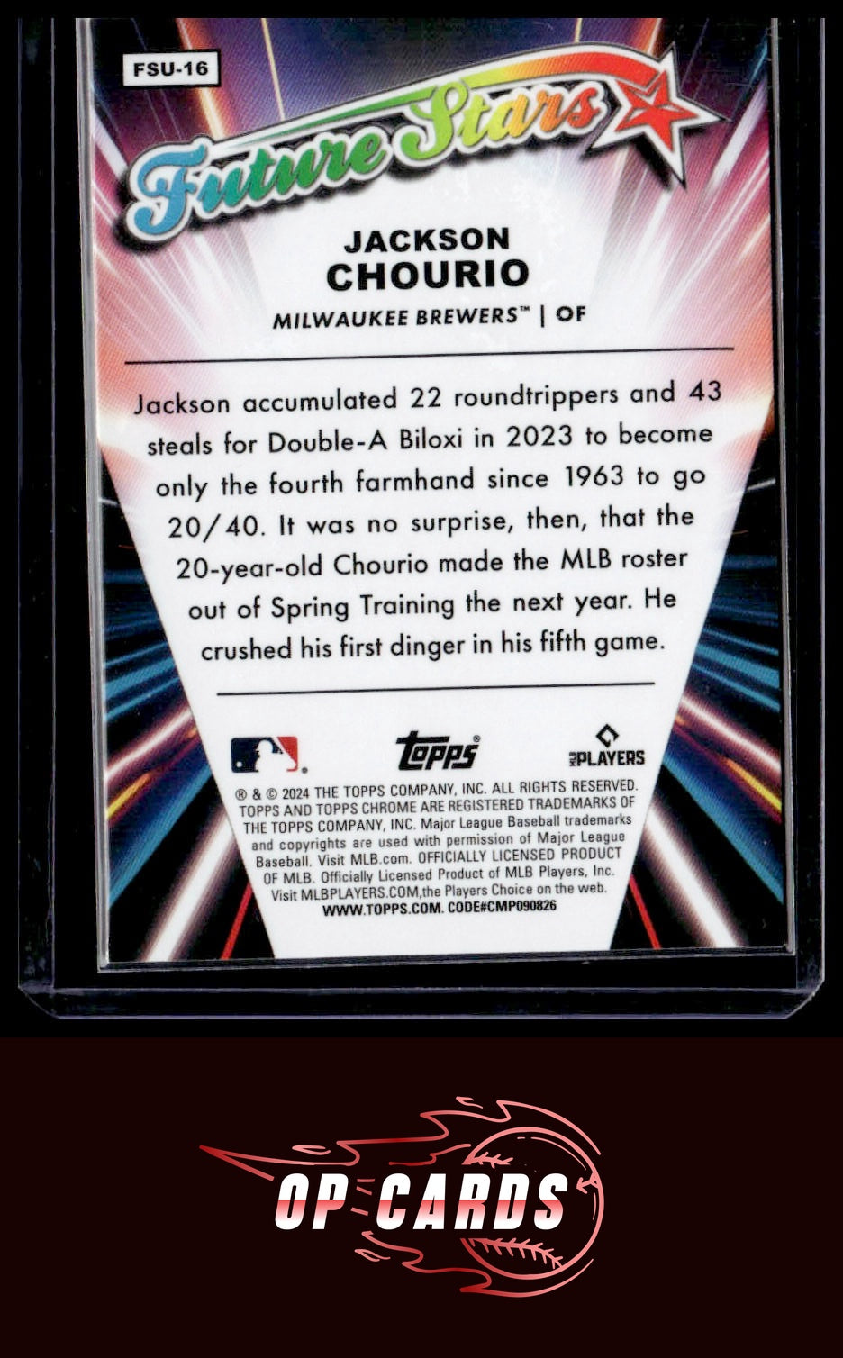 Jackson Chourio 2024 Topps Chrome Update #FSU-16 Future Stars