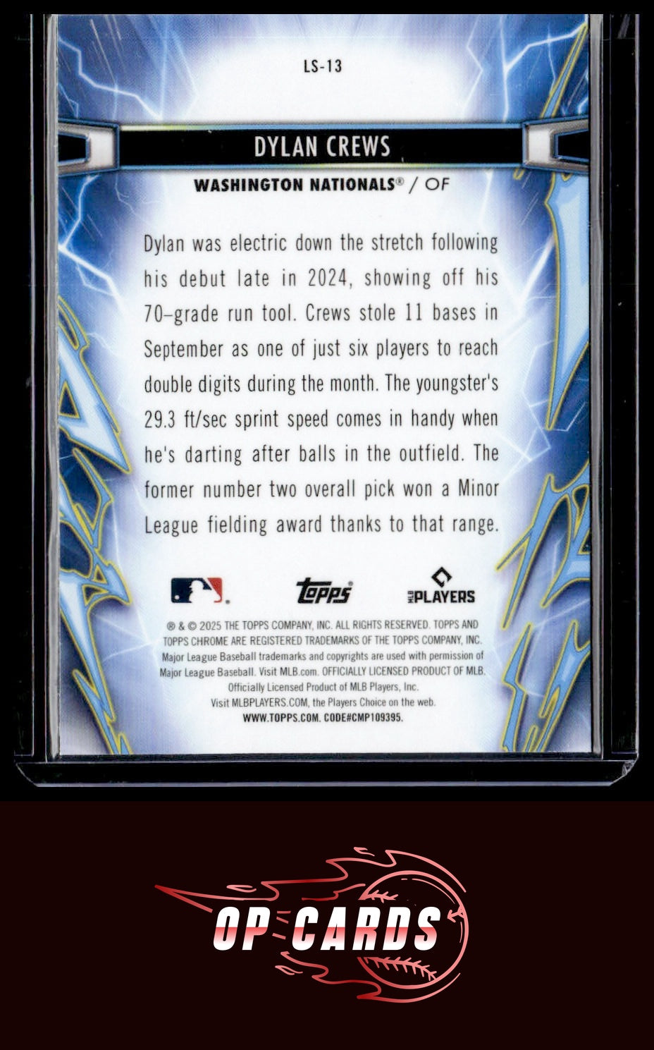 Dylan Crews 2025 Topps Chrome Cosmic #LS-13 Light Speed
