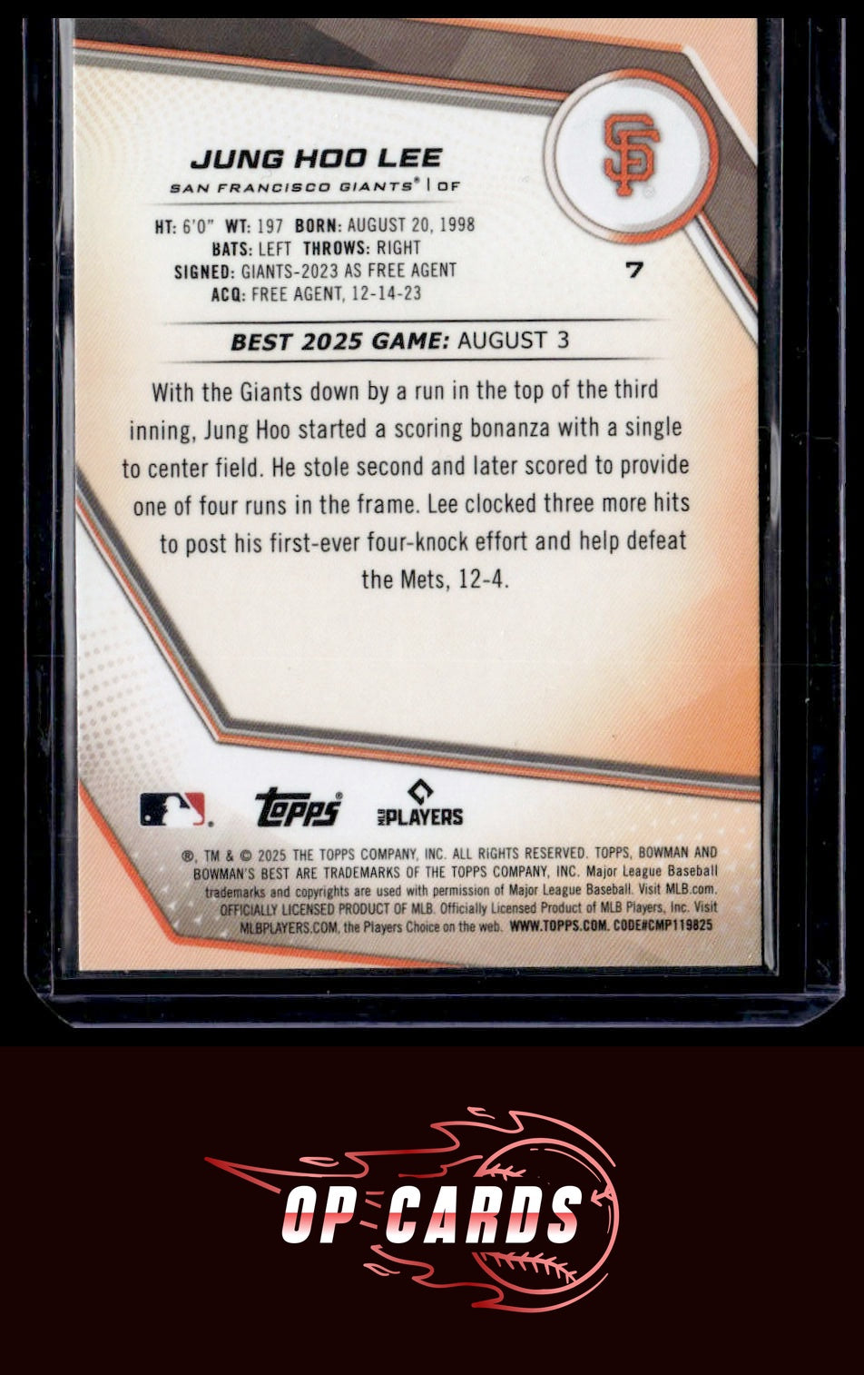 Jung Hoo Lee 2025 Bowman's Best #7 Wave Refractors