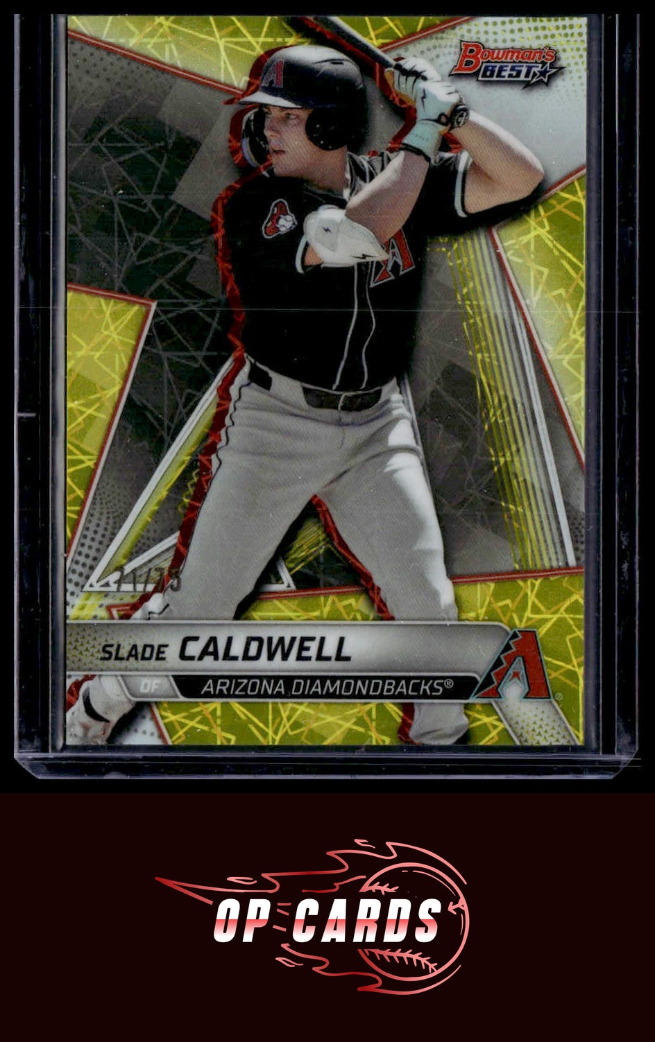 Slade Caldwell 2025 Bowman's Best #TP-30 Yellow Lazer Refractors #/75