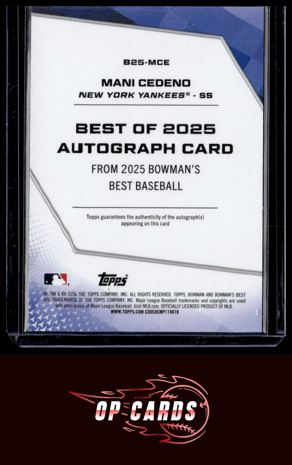 Mani Cedeno 2025 Bowman's Best #B25-MCE Autograph Gold Refractor /50