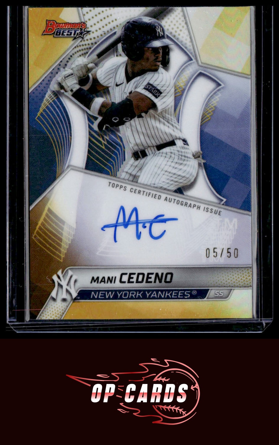 Mani Cedeno 2025 Bowman's Best #B25-MCE Autograph Gold Refractor /50