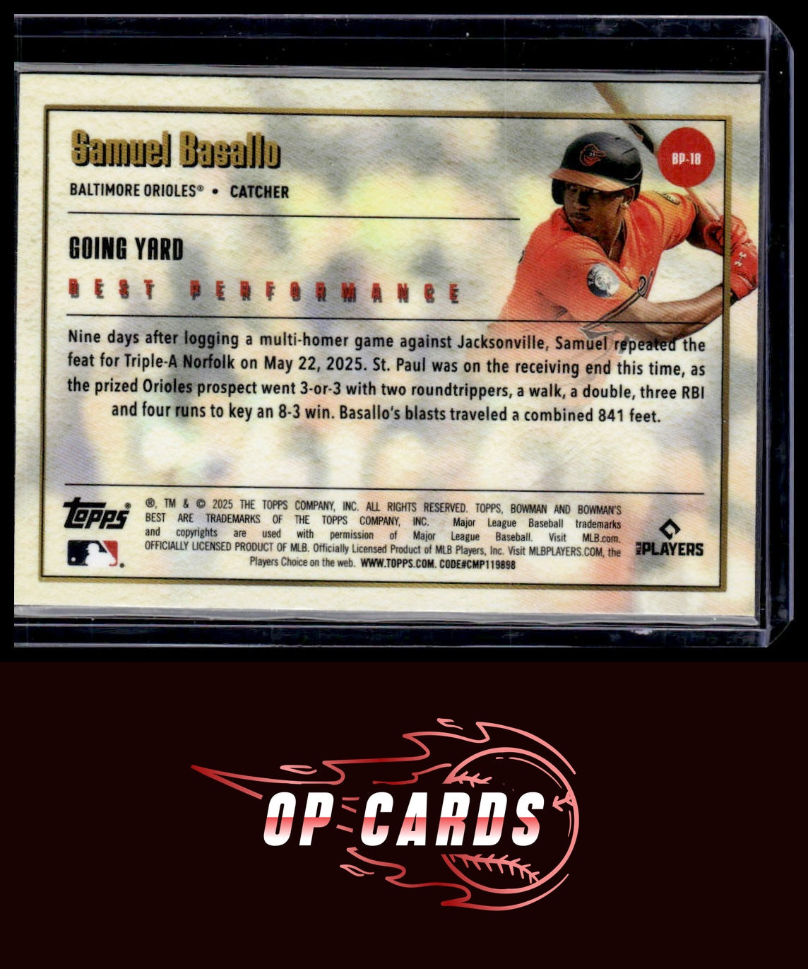 Samuel Basallo 2025 Bowman's Best #BP-18 Best Performance