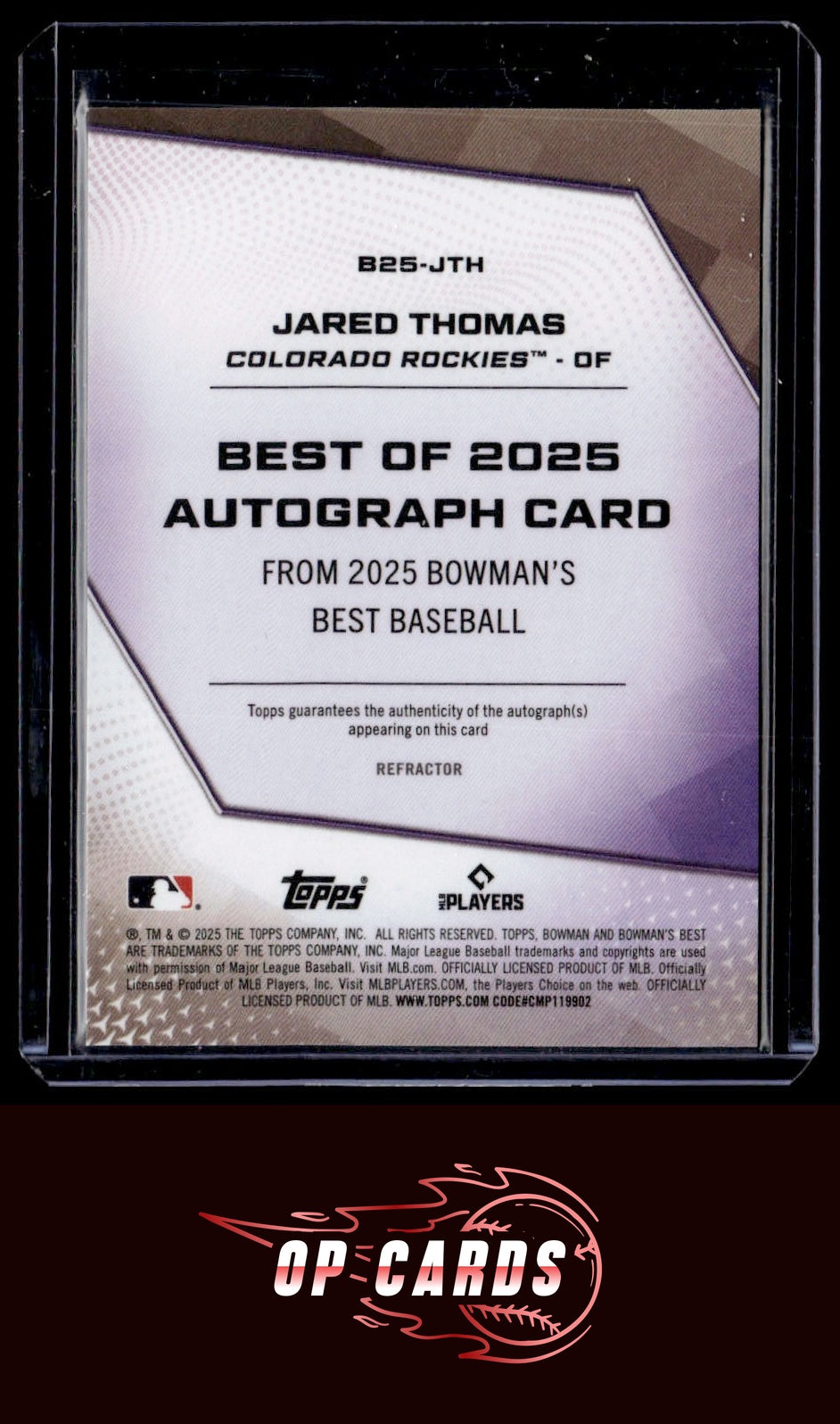 Jared Thomas 2025 Bowman's Best #B25-JTH Best of 2025 Autographs Refractors