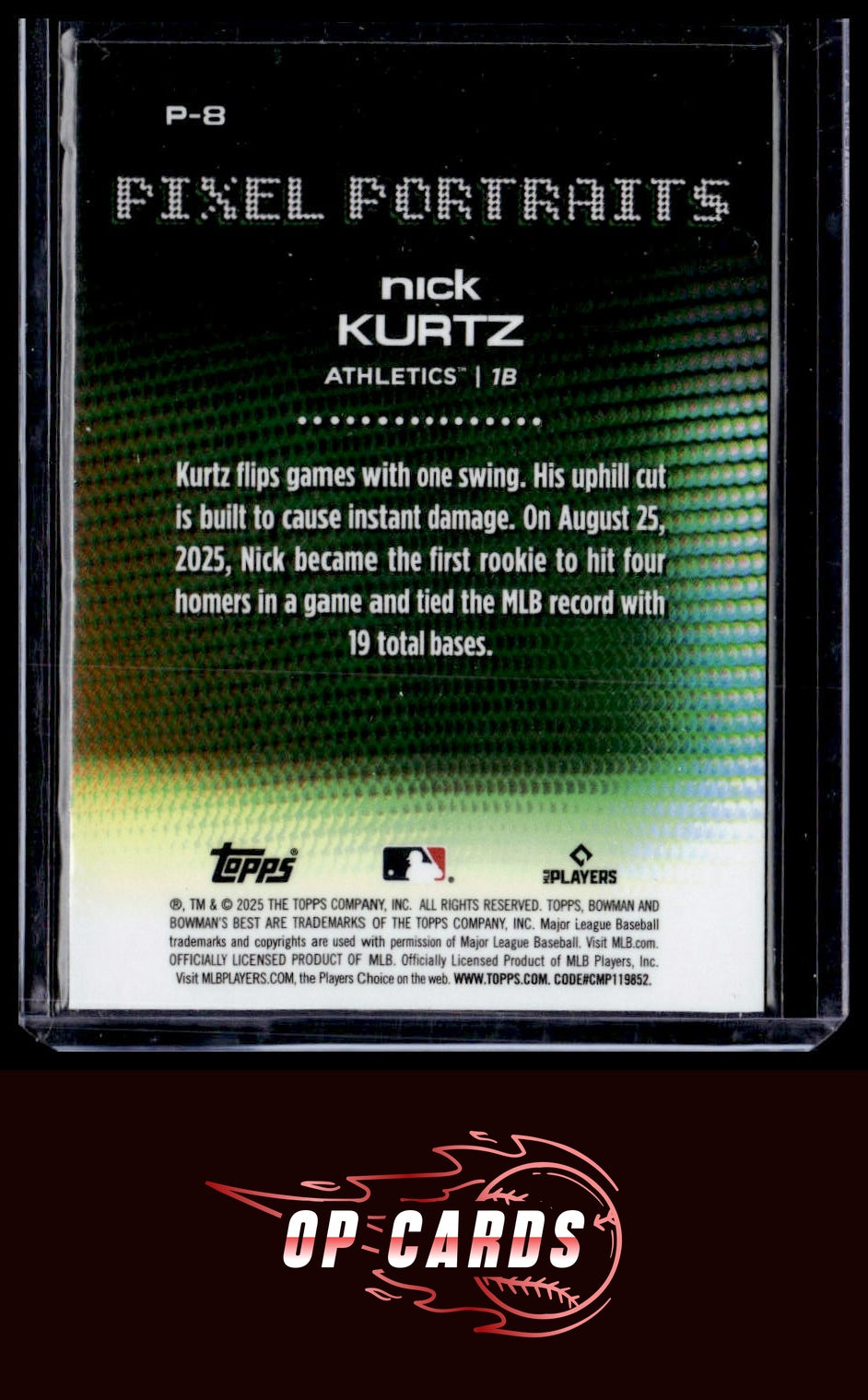 Nick Kurtz 2025 Bowman's Best #P-8 Pixel Portraits