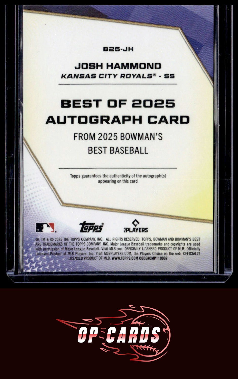 Josh Hammond 2025 Bowman's Best #B25-JH Autograph Purple Refractor #/75