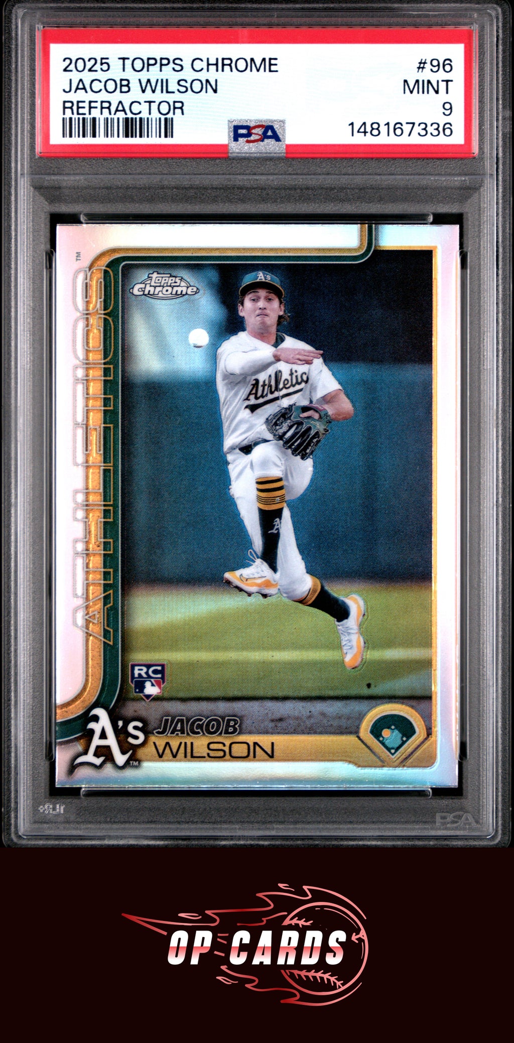 Jacob Wilson 2025 Topps Chrome #96 Refractor PSA 9