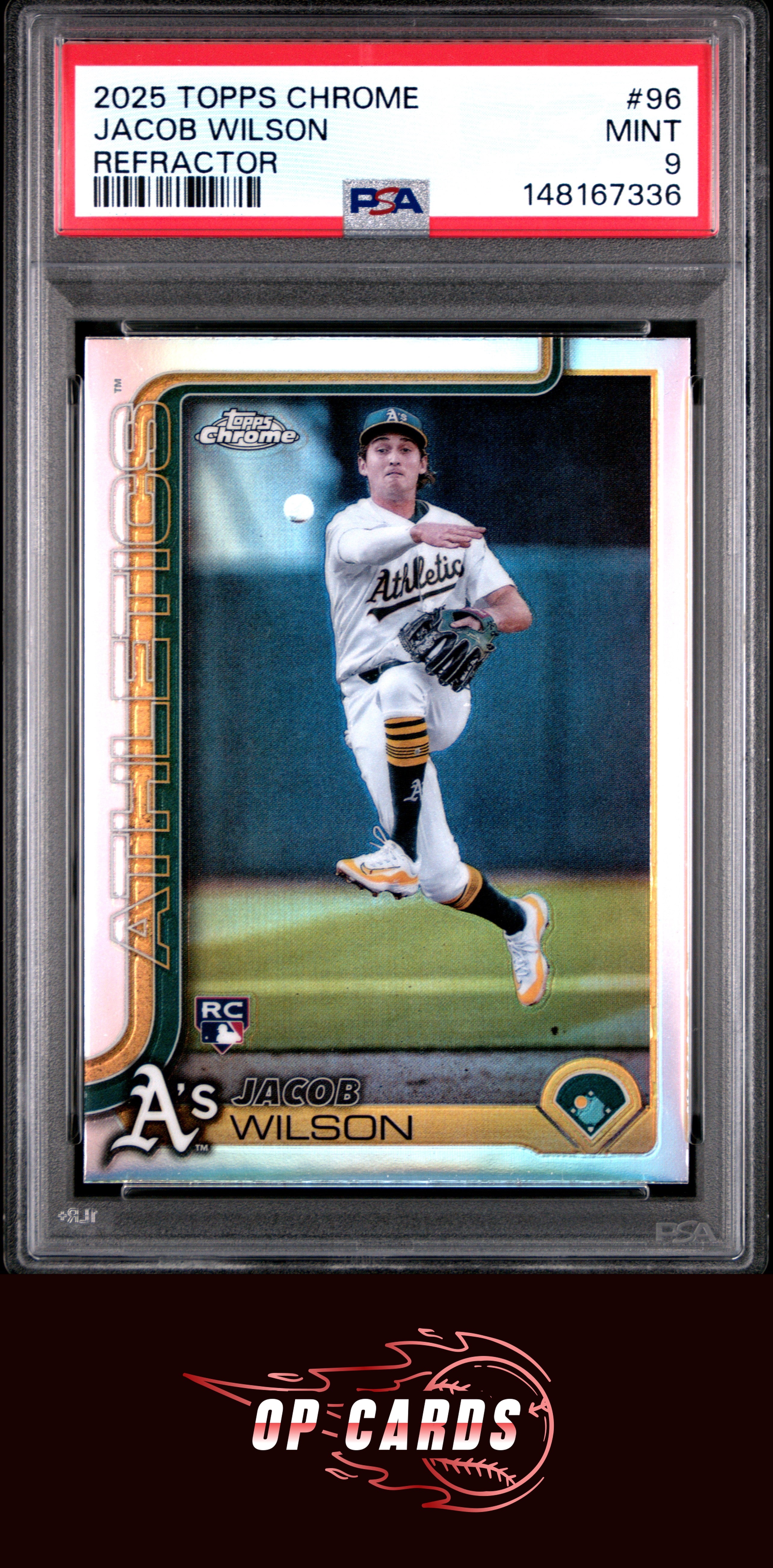 Jacob Wilson 2025 Topps Chrome #96 Refractor PSA 9
