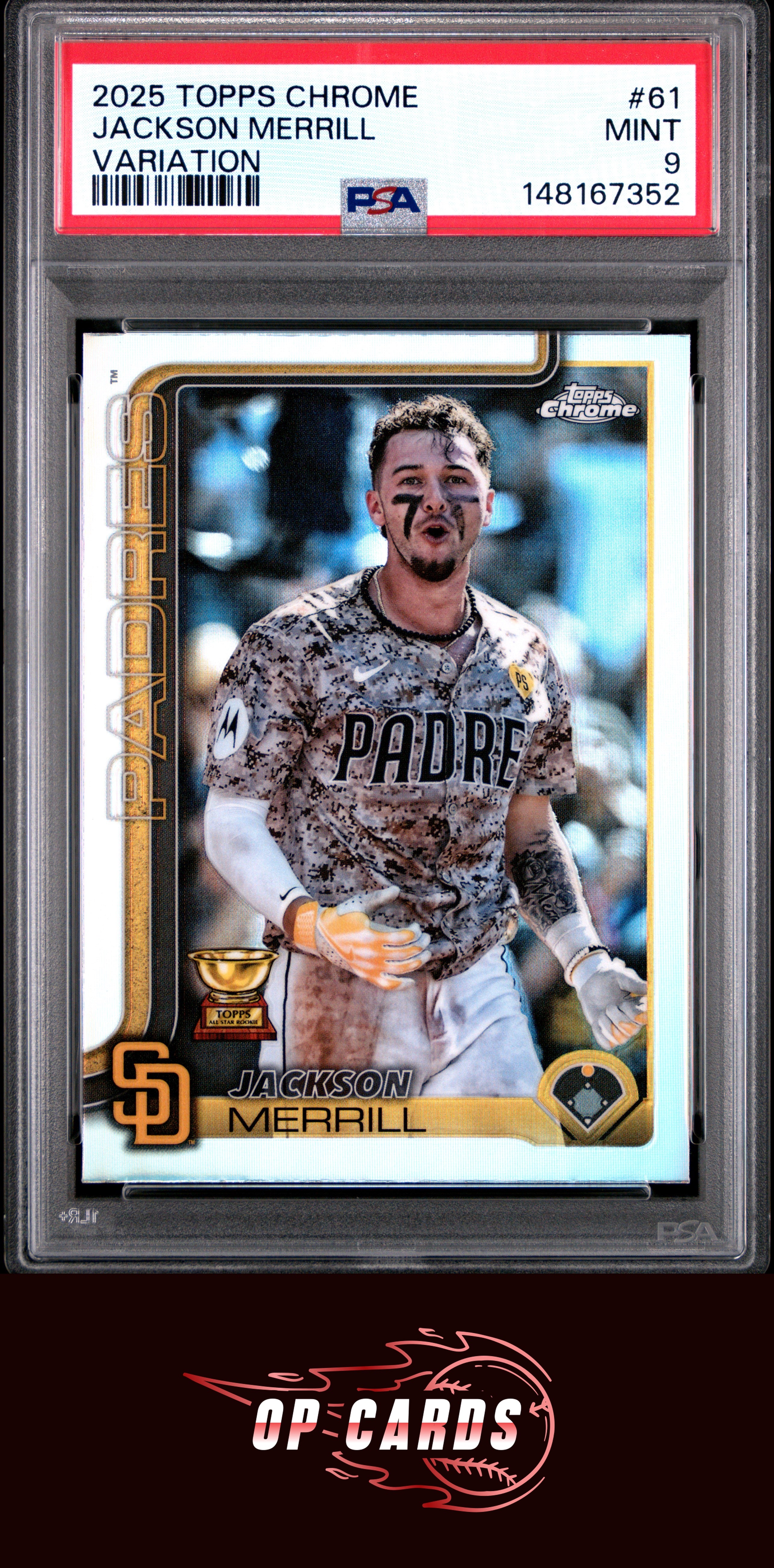 Jackson Merrill 2025 Topps Chrome #61 Image Variation Refractor PSA 9