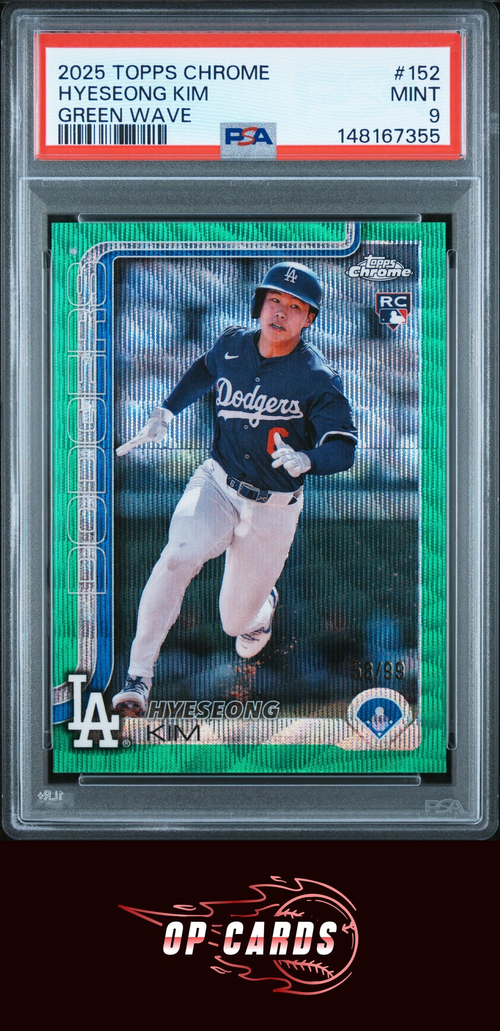Hyeseong Kim 2025 Topps Chrome #152 Green Wave PSA 9