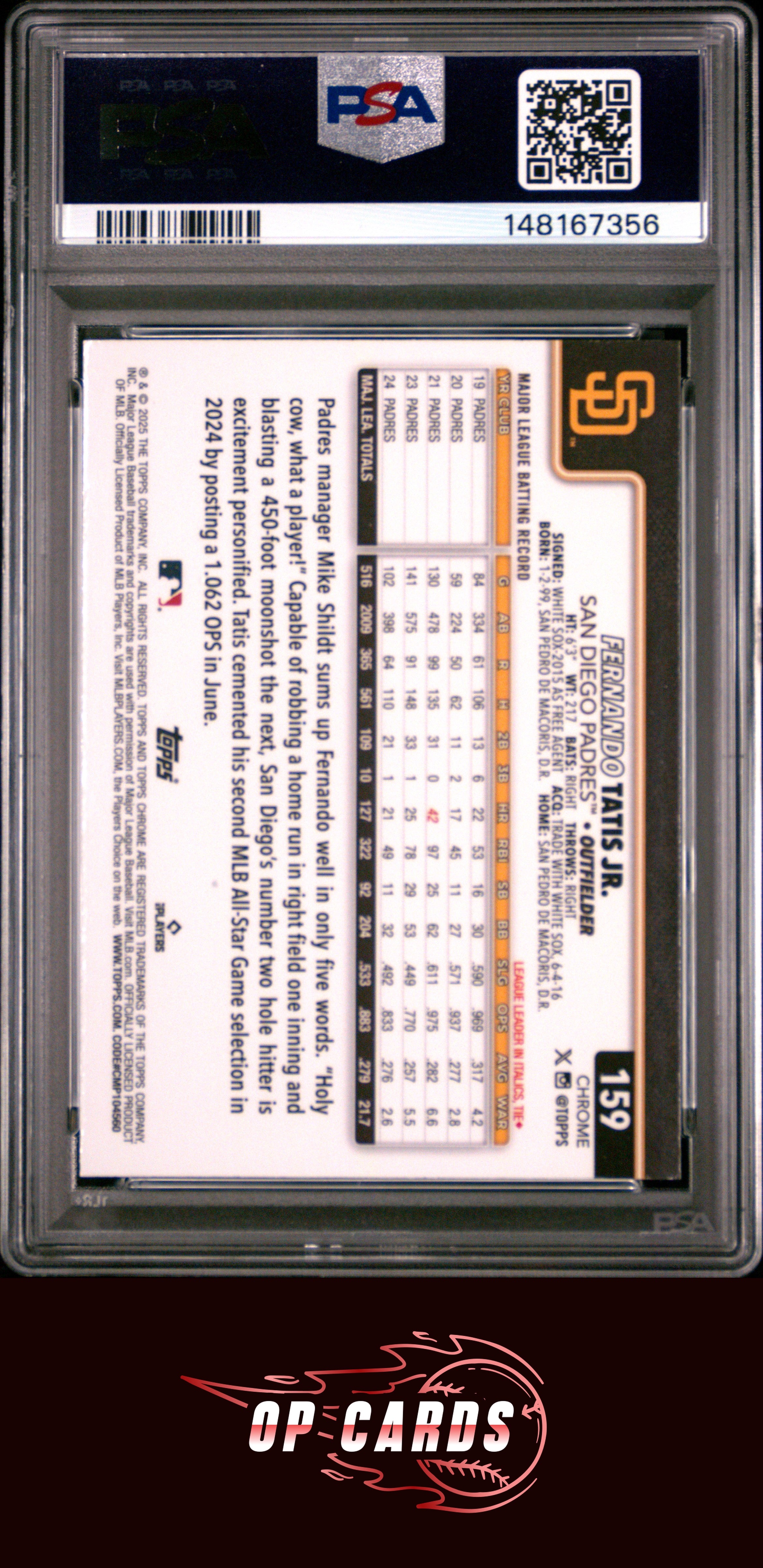 Fernando Tatis Jr. 2025 Topps Chrome #159 Image Variation Refractors PSA 9