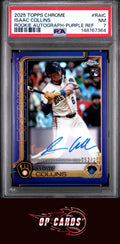 Isaac Collins 2025 Topps Chrome Rookie Autograph Purple Refactor /250 PSA 7