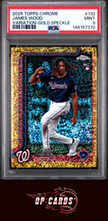 James Wood 2025 Topps Chrome #132 Image Var Gold Speckle Refractor PSA 9 /50