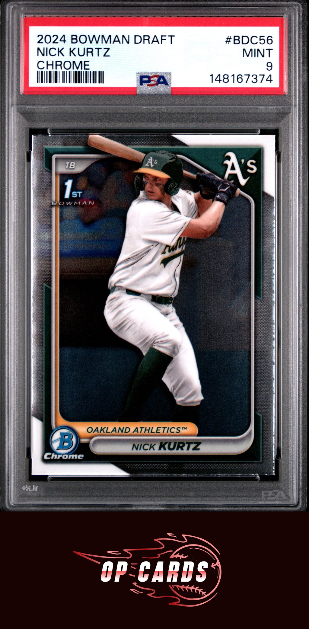 Nick Kurtz 2024 Bowman Draft #BDC56 Chrome PSA 9