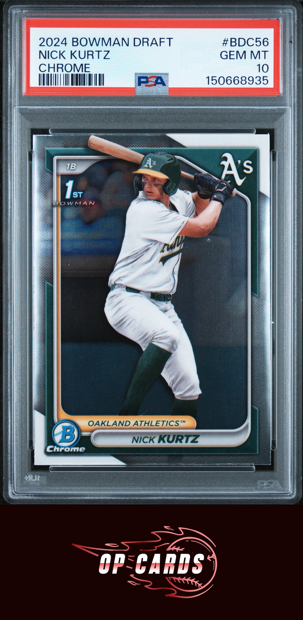 Nick Kurtz 2024 Bowman Draft #BDC56 Chrome PSA 10