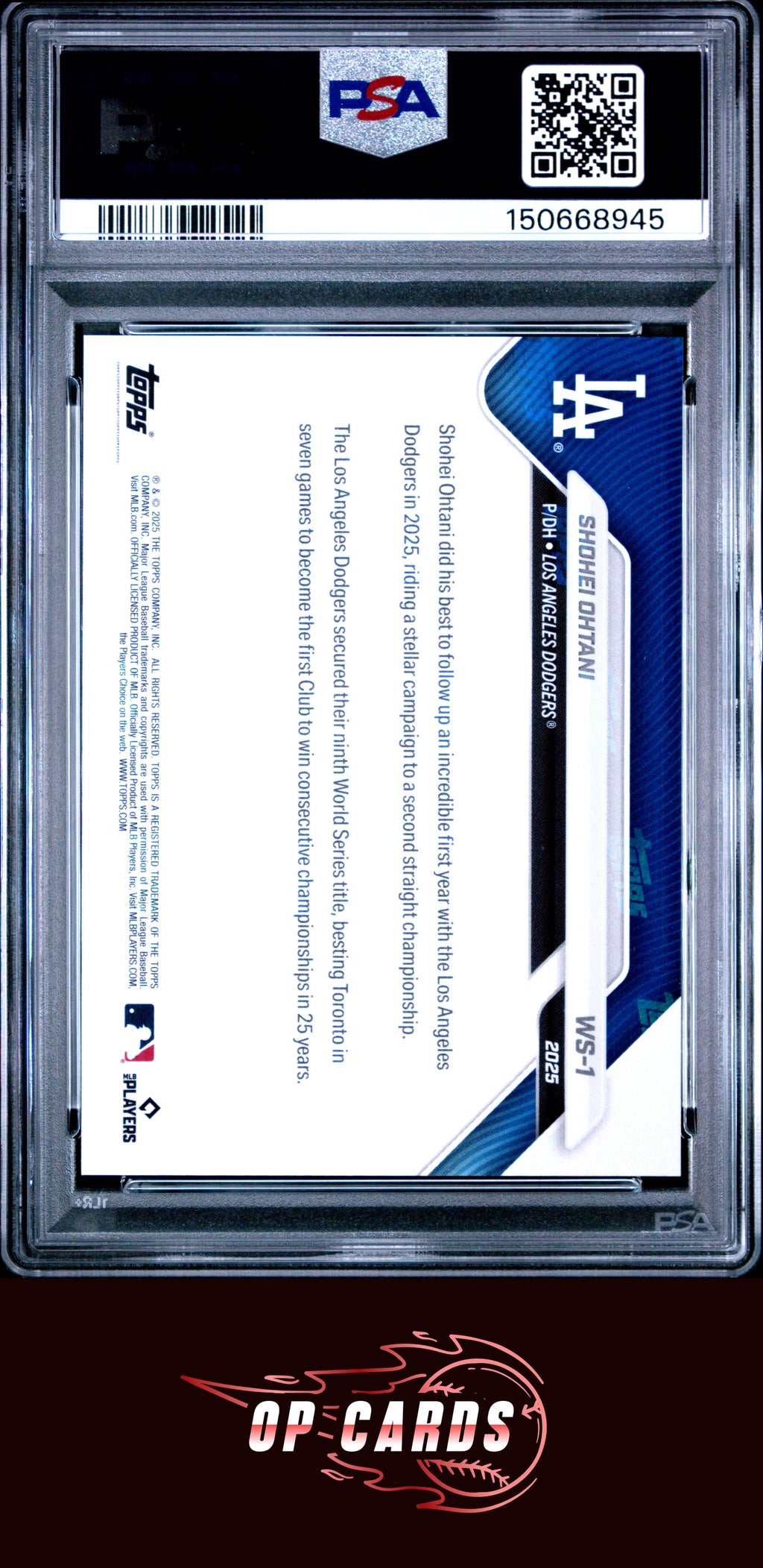 Shohei Ohtani 2025 Topps Now Dodgers World Series Champions #1 PSA 10