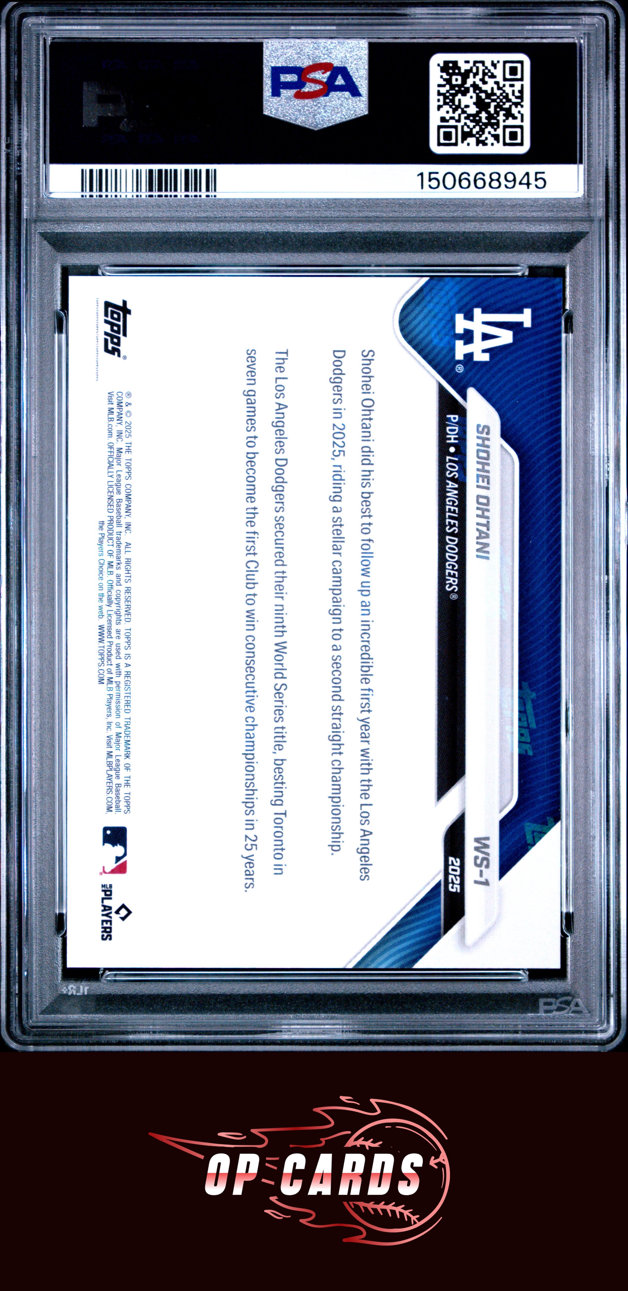 Shohei Ohtani 2025 Topps Now Dodgers World Series Champions #1 PSA 10