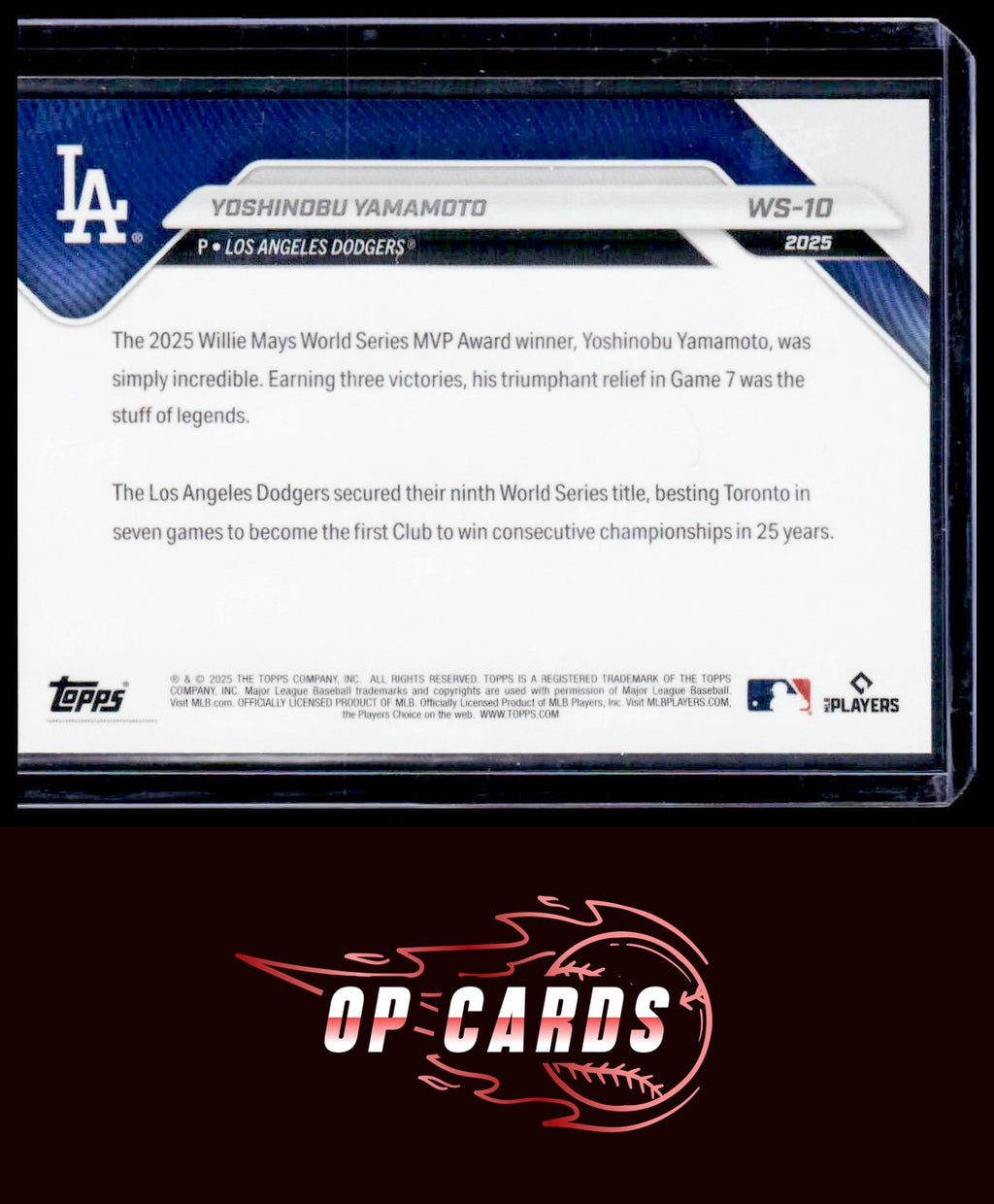Yoshinobu Yamamoto 2025 Topps Now World Series Champions Dodgers #WS-10