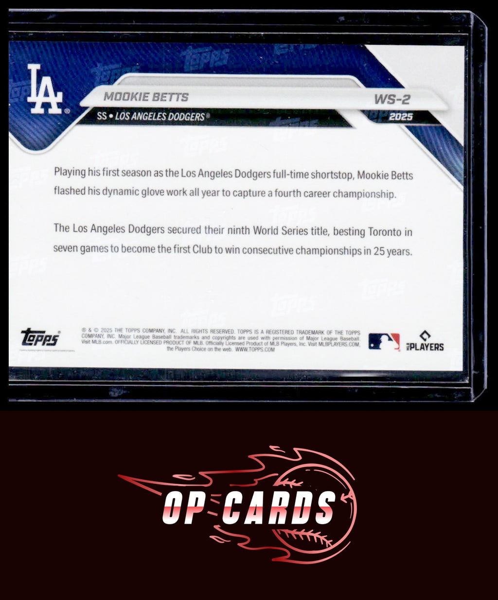 Mookie Betts 2025 Topps Now World Series Champions Los Angeles Dodgers #WS-2