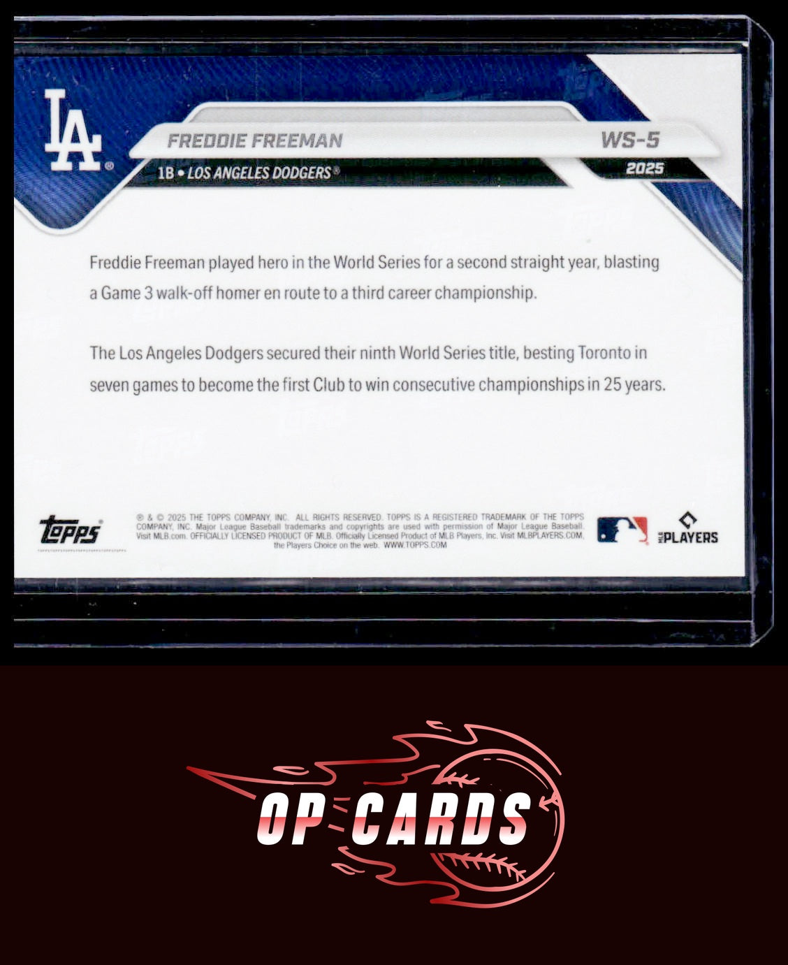 Freddie Freeman 2025 Topps Now World Series Champions Los Angeles Dodgers #WS-5