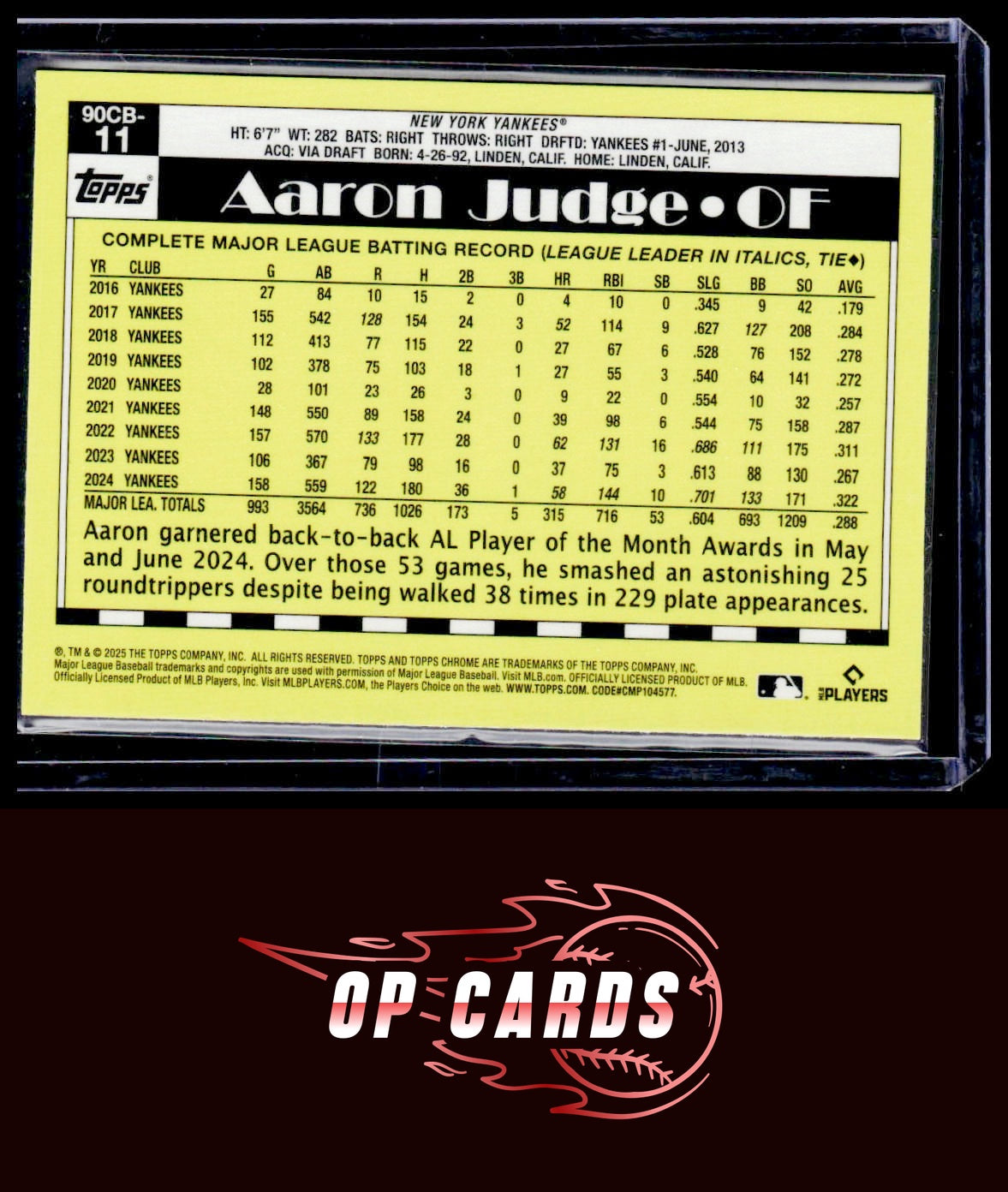 Aaron Judge 2025 Topps Chrome #90CB-11 1990 Topps Baseball 35th Anniversary