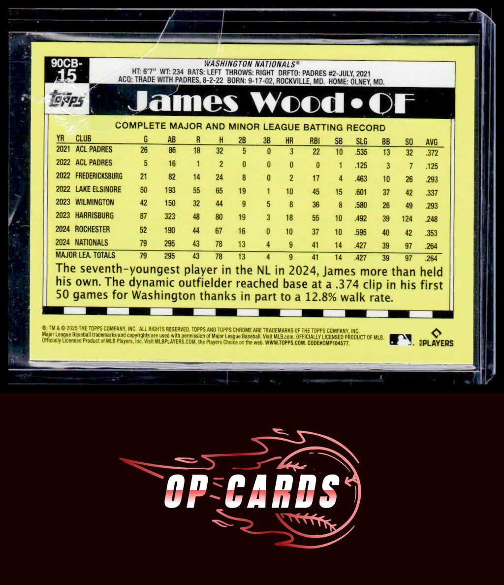 James Wood 2025 Topps Chrome #90CB-15 1990 Topps Baseball 35th Anniversary