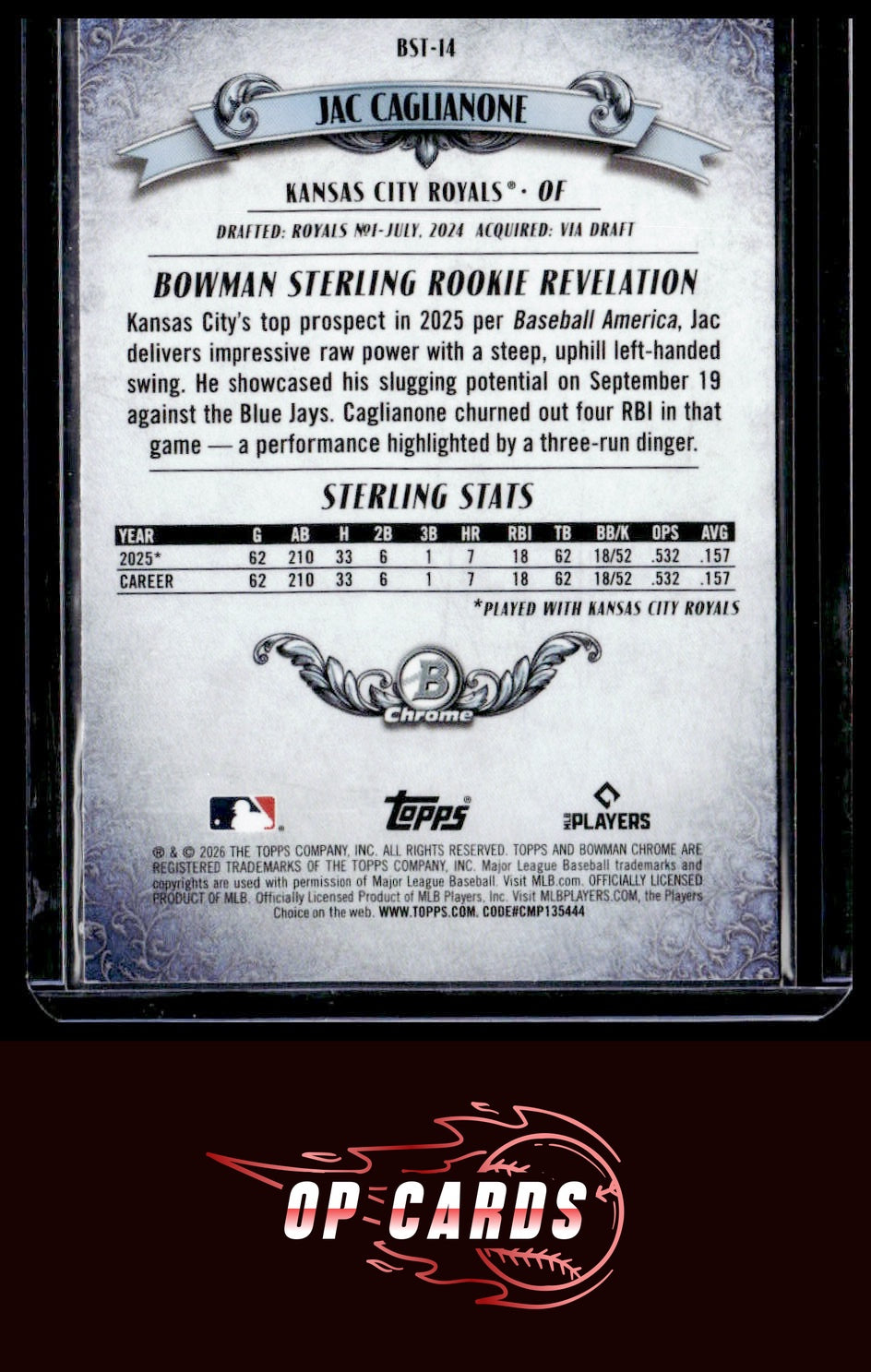 Jac Caglianone 2026 Bowman #BST-14 Bowman Sterling