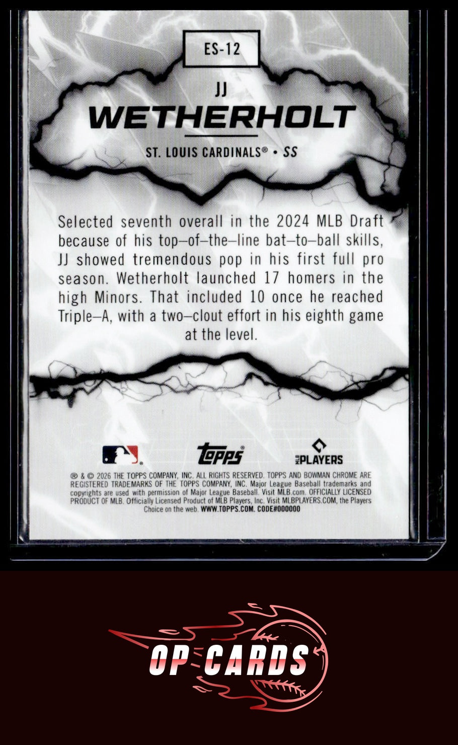 JJ Wetherholt 2026 Bowman #ES-12 Electric Sluggers