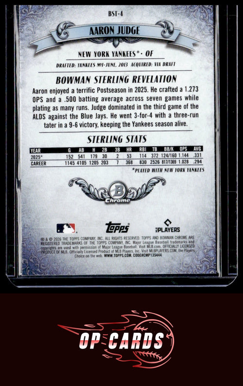 Aaron Judge 2026 Bowman #BST-4 Bowman Sterling