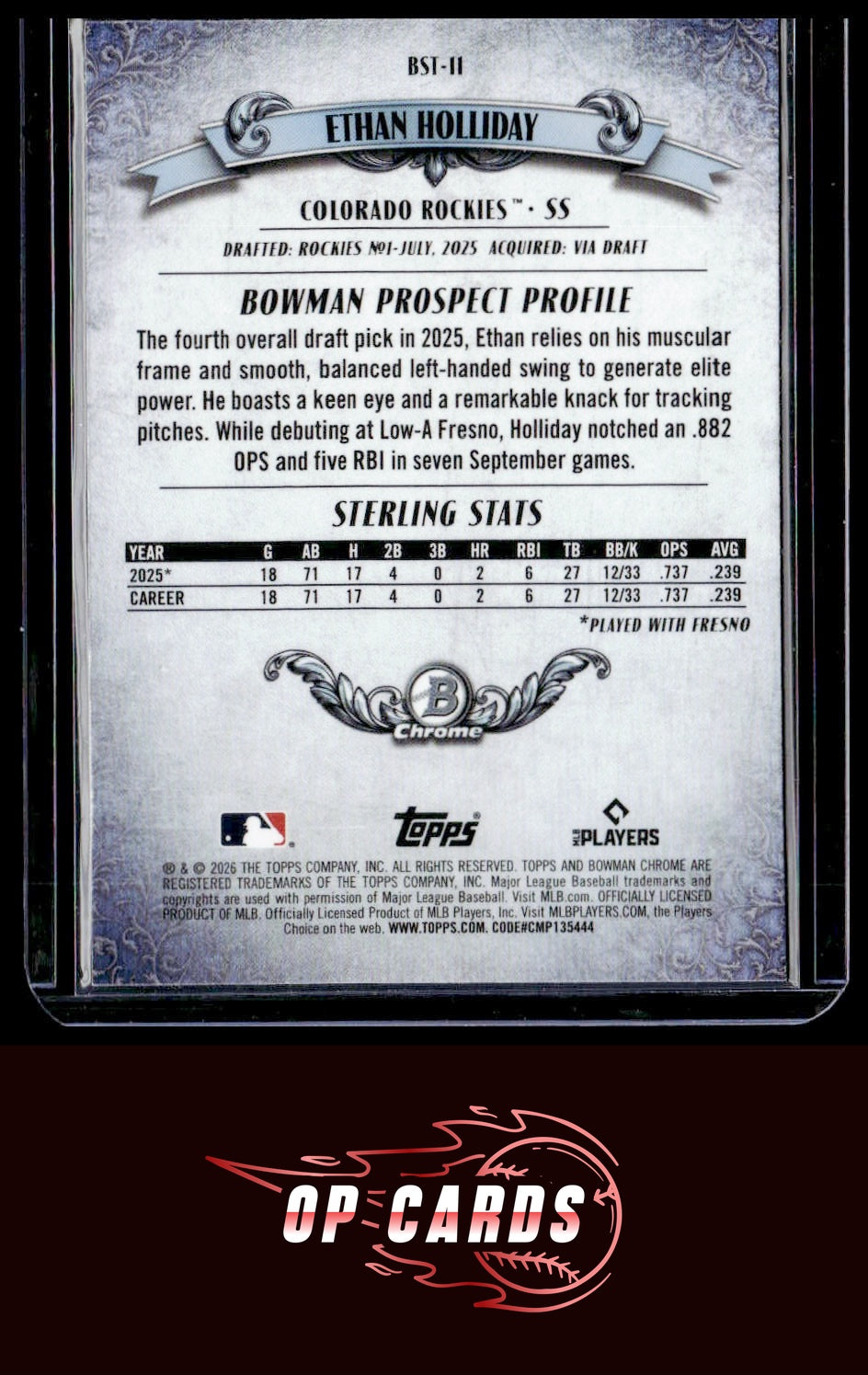Ethan Holliday 2026 Bowman #BST-11 Bowman Sterling