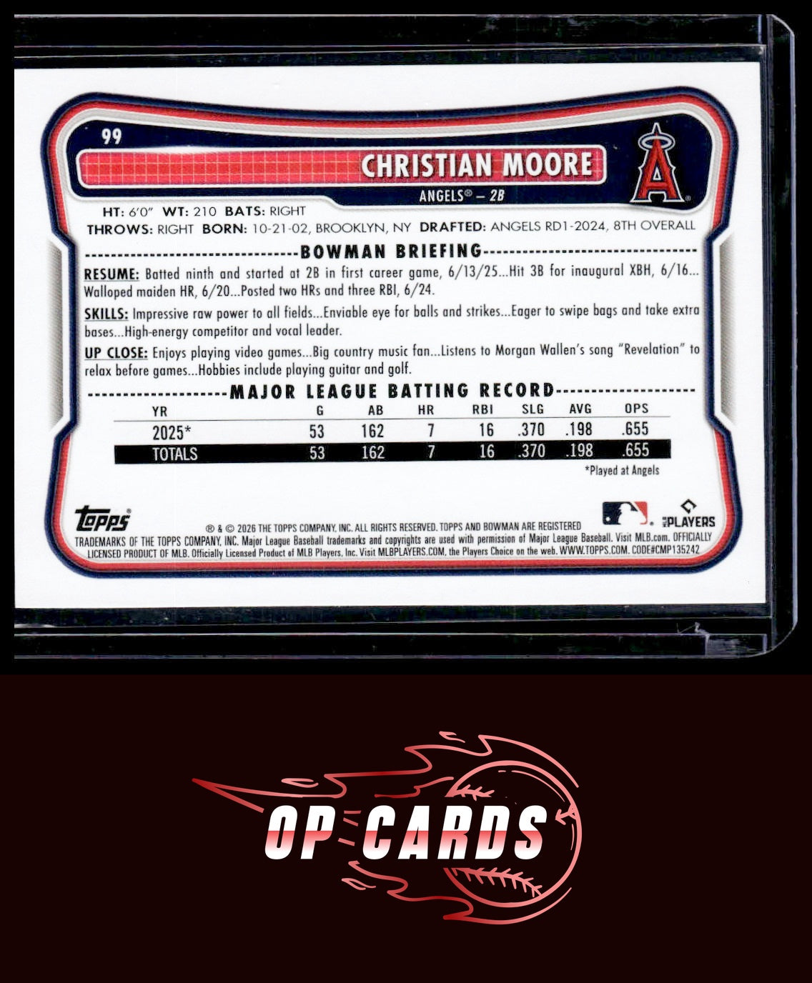 Christian Moore 2026 Bowman #99 Purple #/250