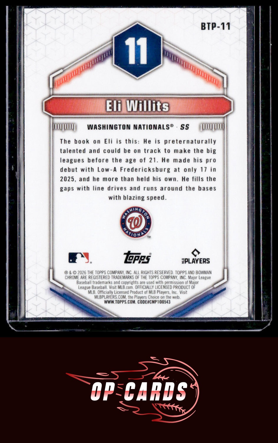 Eli Willits 2026 Bowman #BTP-11 Bowman Scouts' Top 100