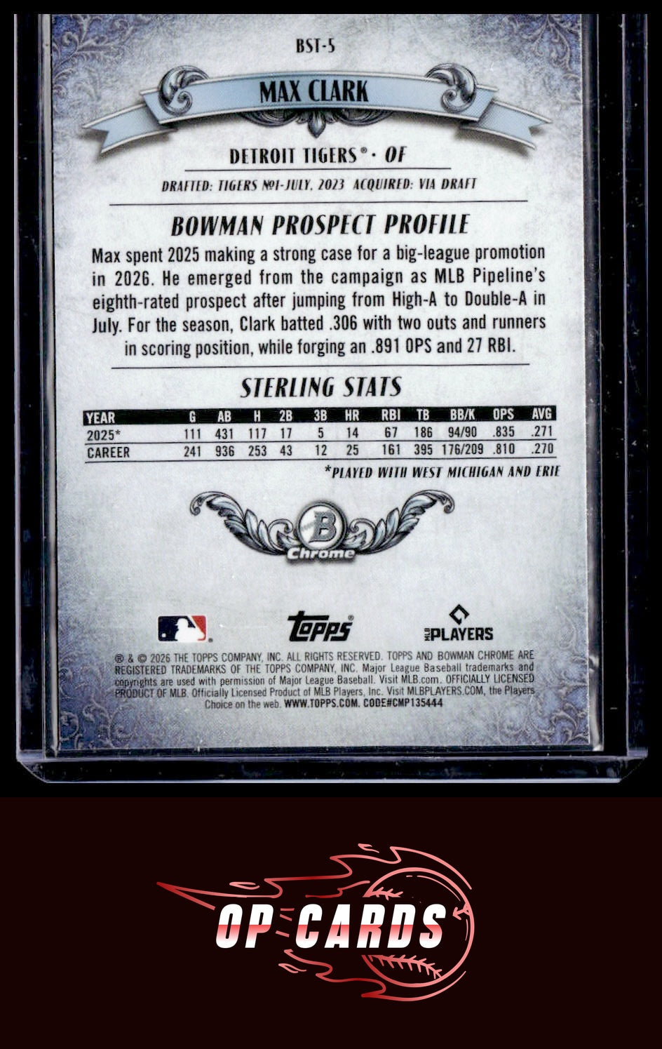 Max Clark 2026 Bowman #BST-5 Bowman Sterling