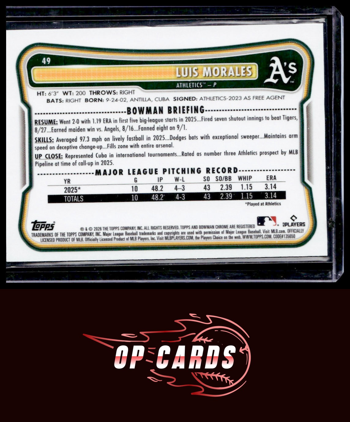 Luis Morales 2026 Bowman #49 Rookie Red RC Logo