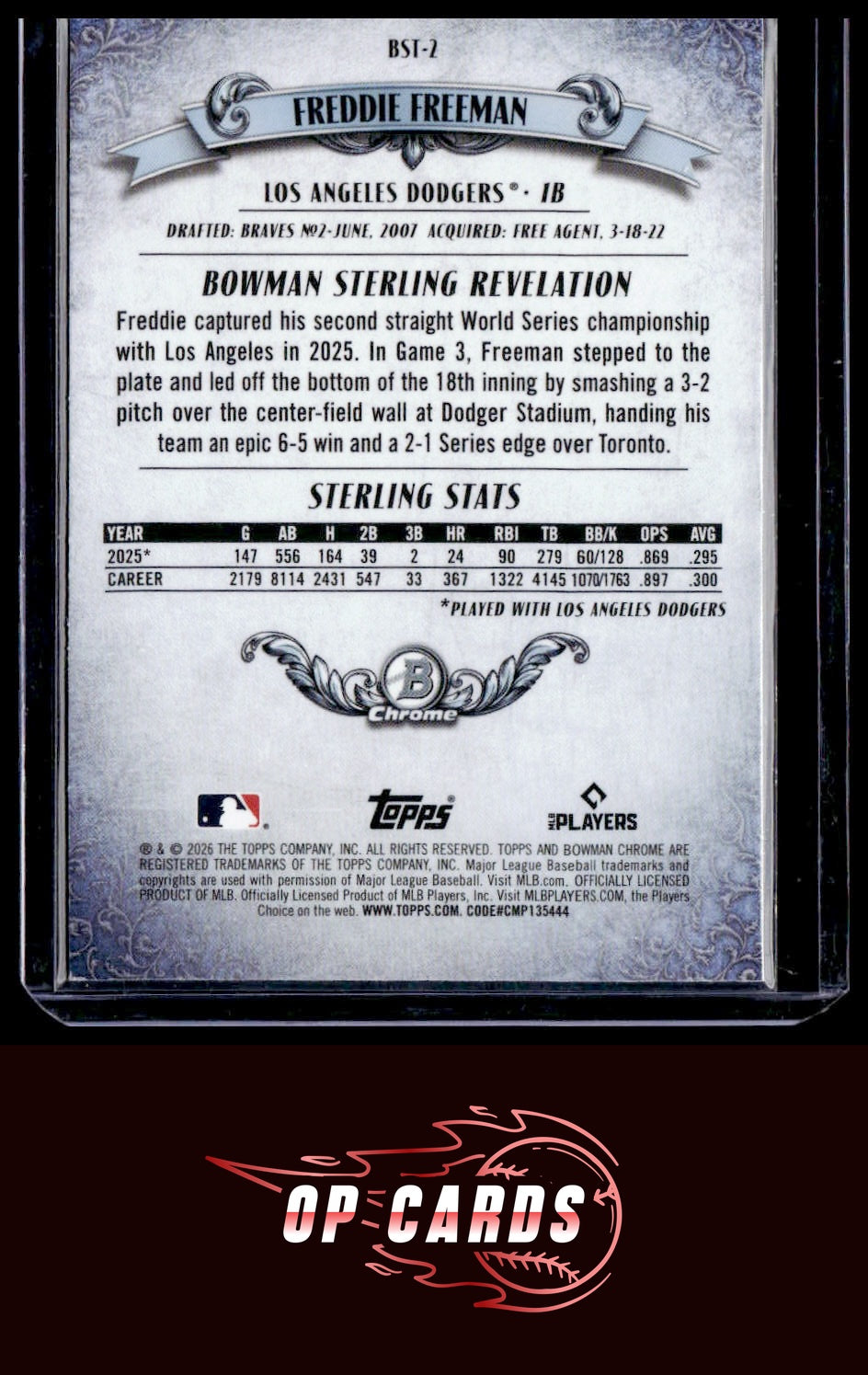Freddie Freeman 2026 Bowman #BST-2 Bowman Sterling