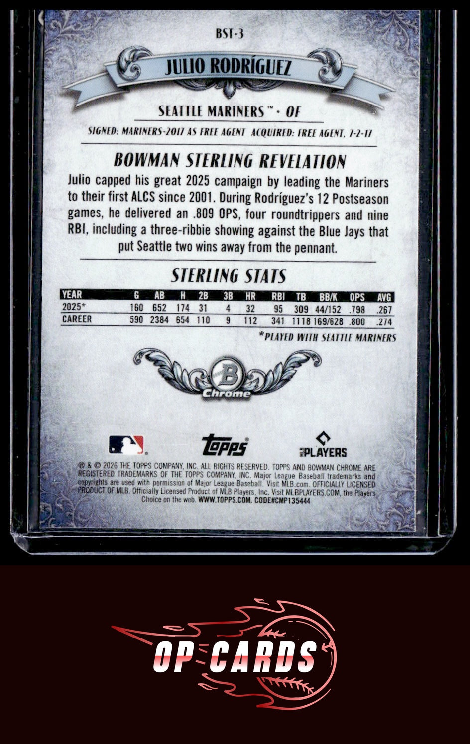 Julio Rodríguez 2026 Bowman #BST-3 Bowman Sterling