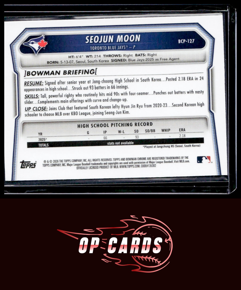 Seojun Moon 2026 Bowman #BCP-127 Chrome Prospects