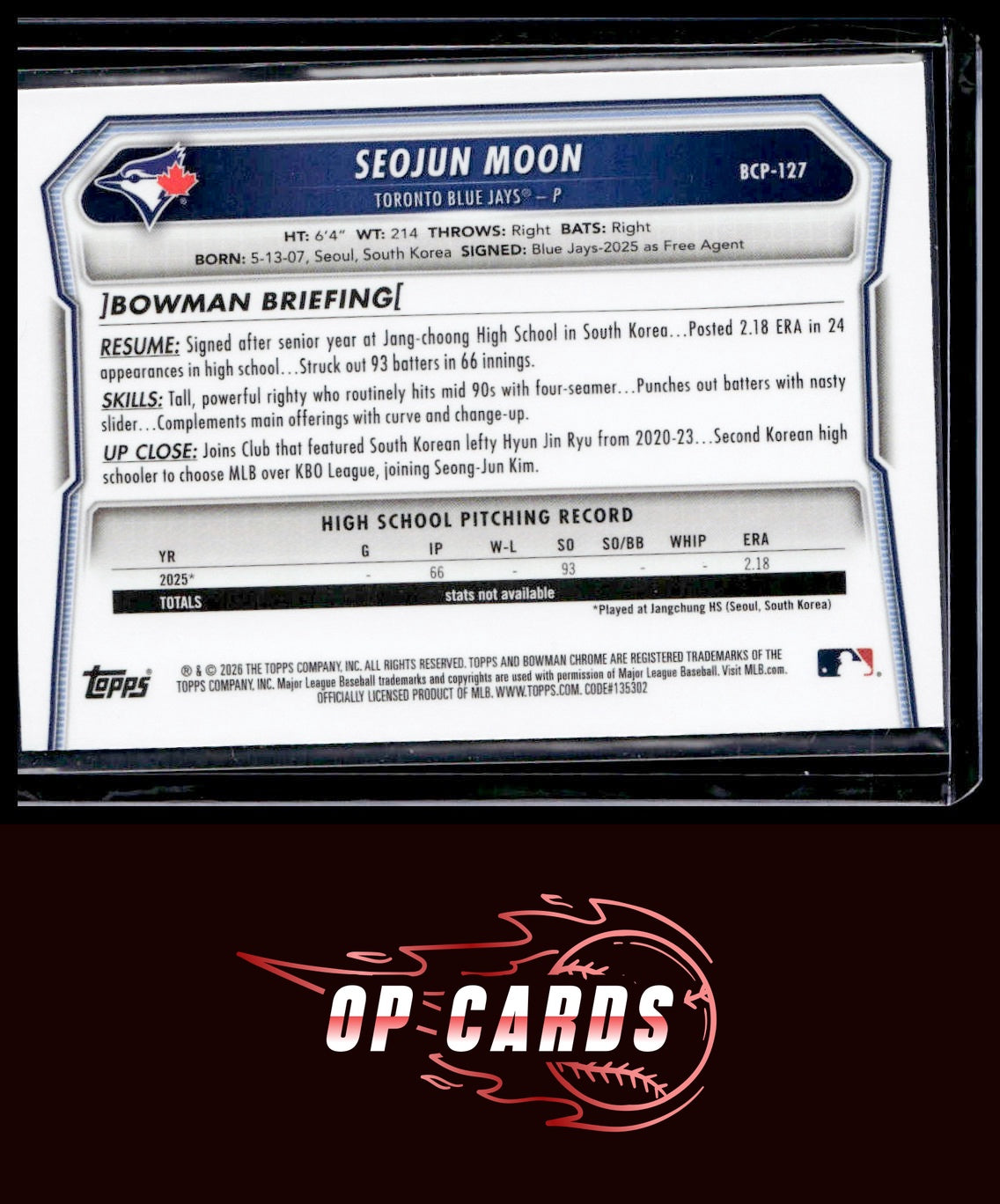 Seojun Moon 2026 Bowman #BCP-127 Chrome Prospects