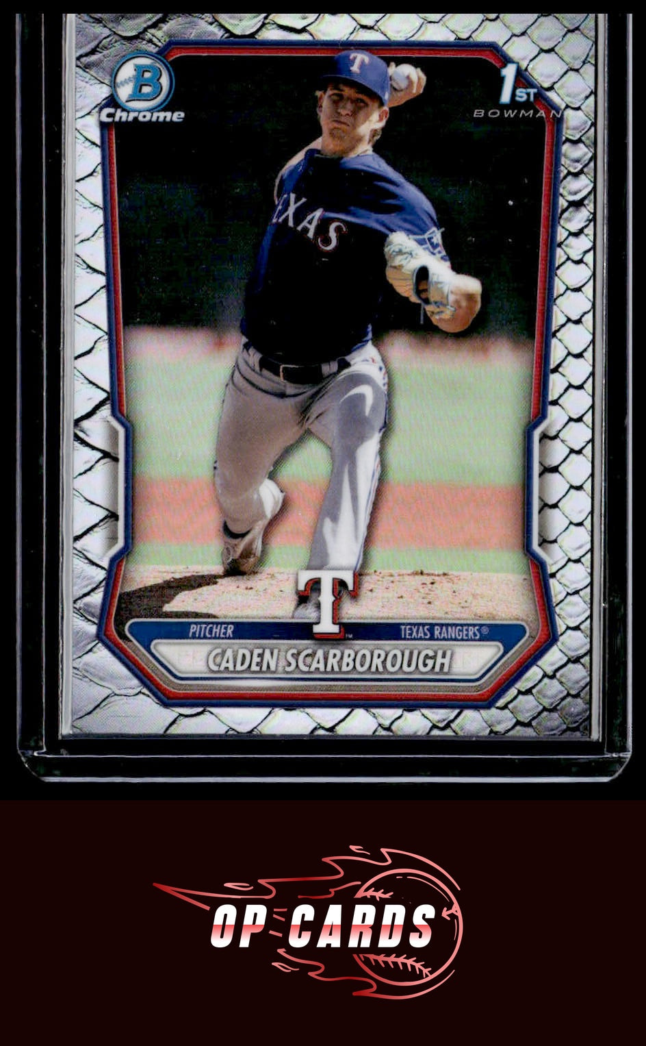 Caden Scarborough 2026 Bowman #BCP-17 Chrome Prospects Reptilian Refractor