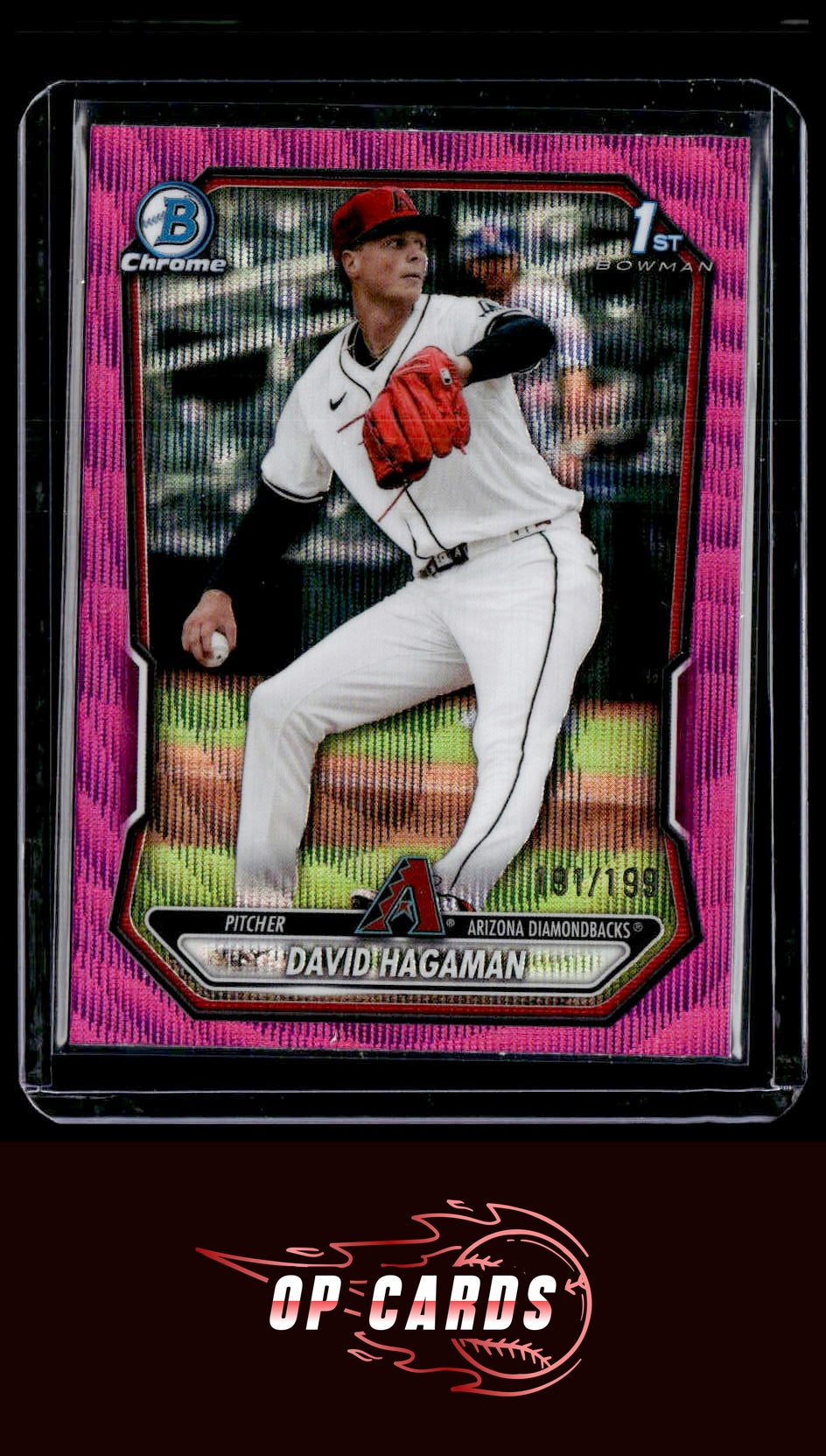 David Hagaman 2026 Bowman #BCP-84 Chrome Prospects Fuchsia Wave Refractor #/199