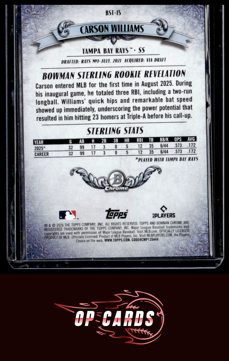 Carson Williams 2026 Bowman #BST-15 Bowman Sterling