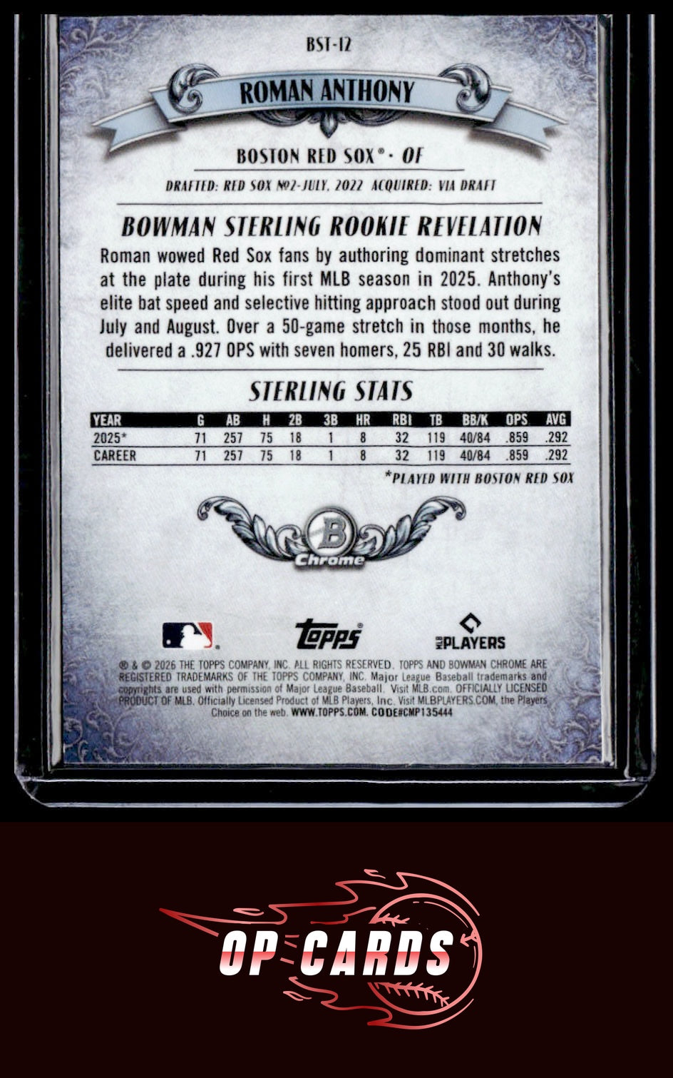 Roman Anthony 2026 Bowman #BST-12 Bowman Sterling