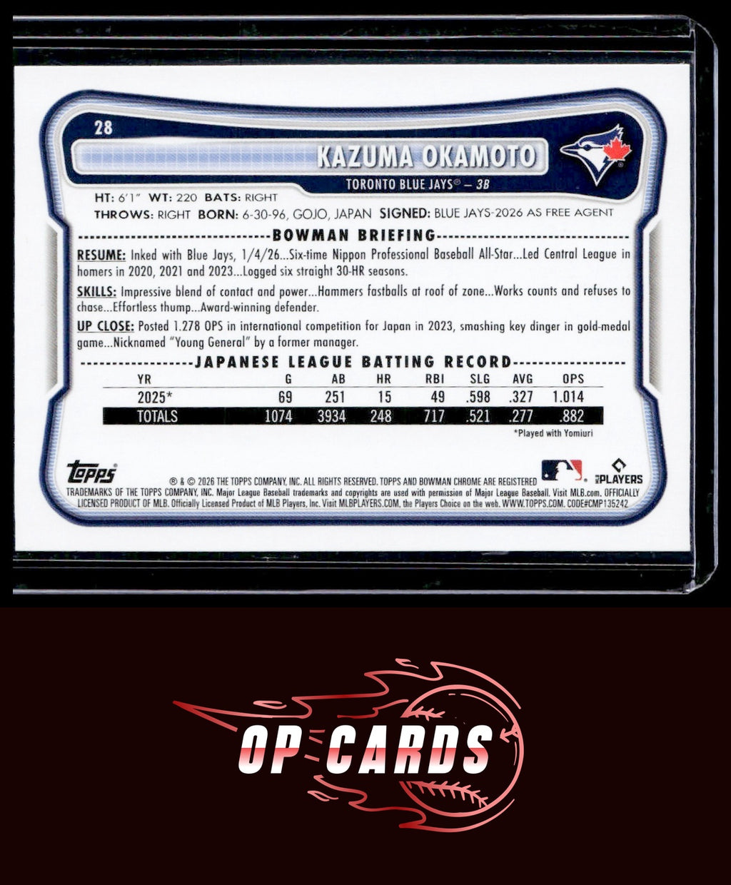 Kazuma Okamoto 2026 Bowman #28