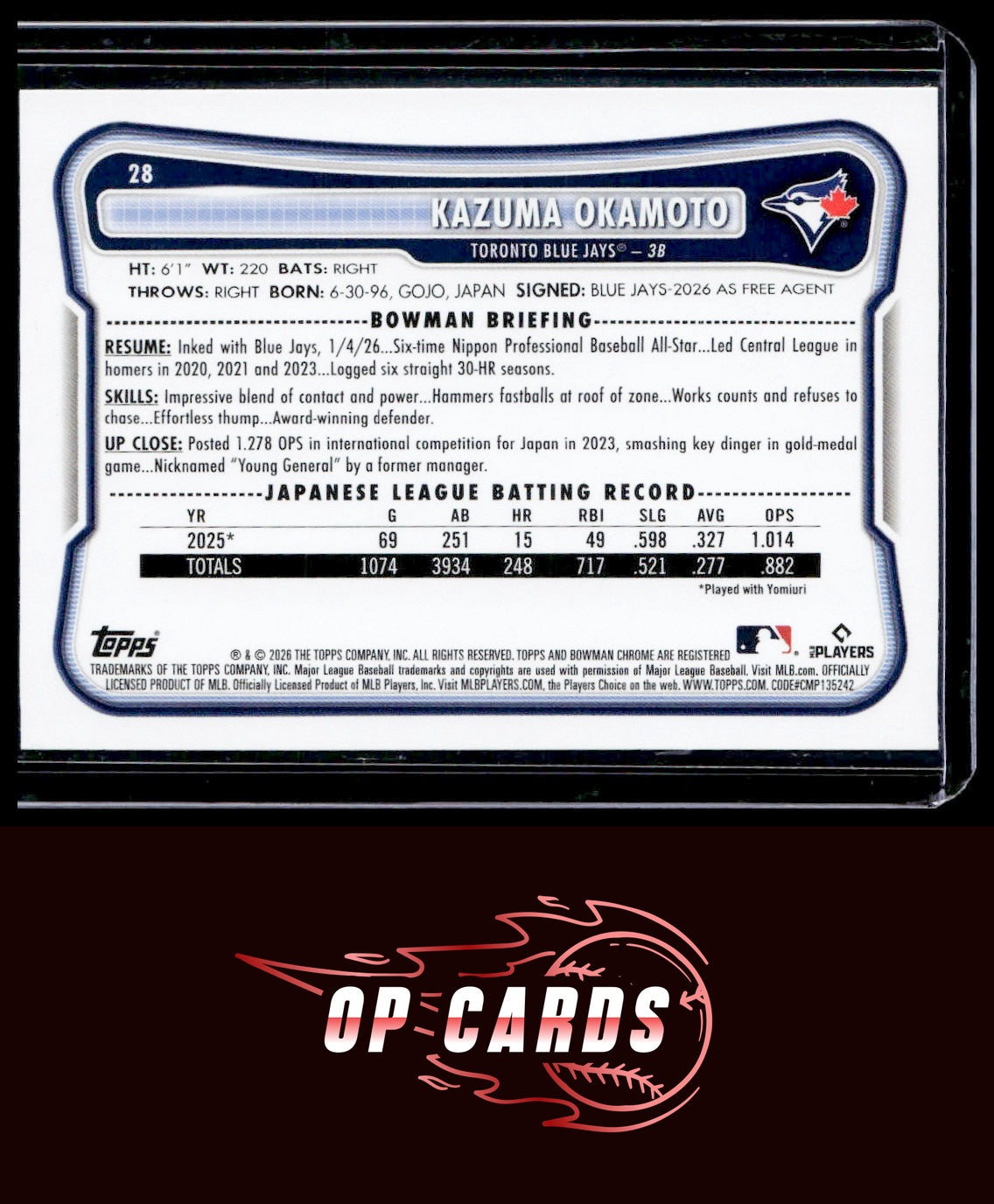 Kazuma Okamoto 2026 Bowman #28