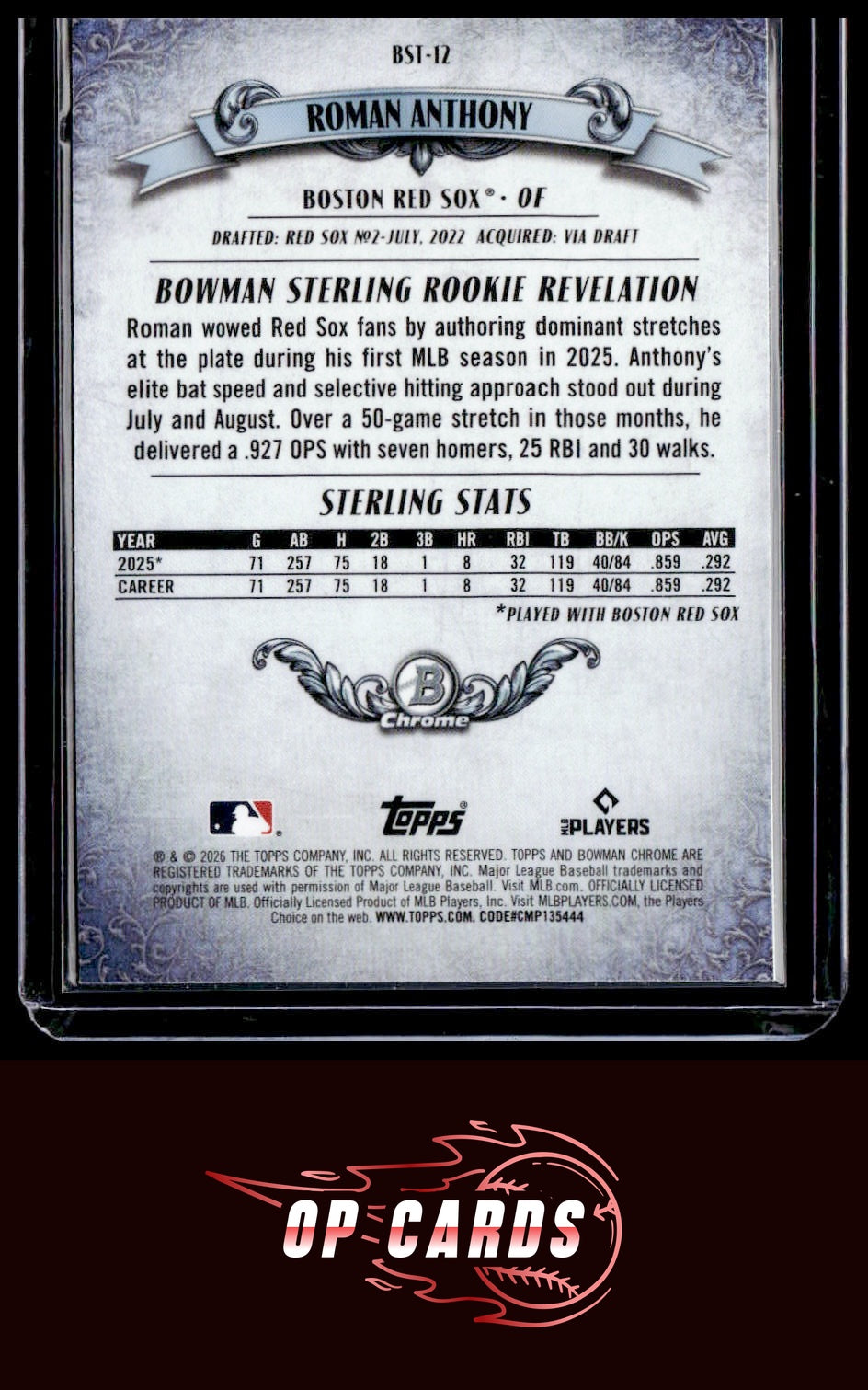 Roman Anthony 2026 Bowman #BST-12 Bowman Sterling